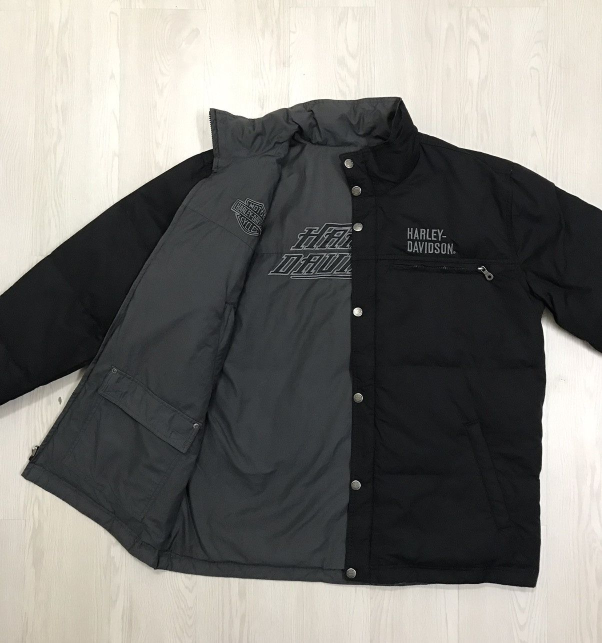 Harley Davidson × Vintage Harley Davidson Puffer Down Jacket Reversible Jacket Size US L / EU 52-54 / 3 - 5 Thumbnail