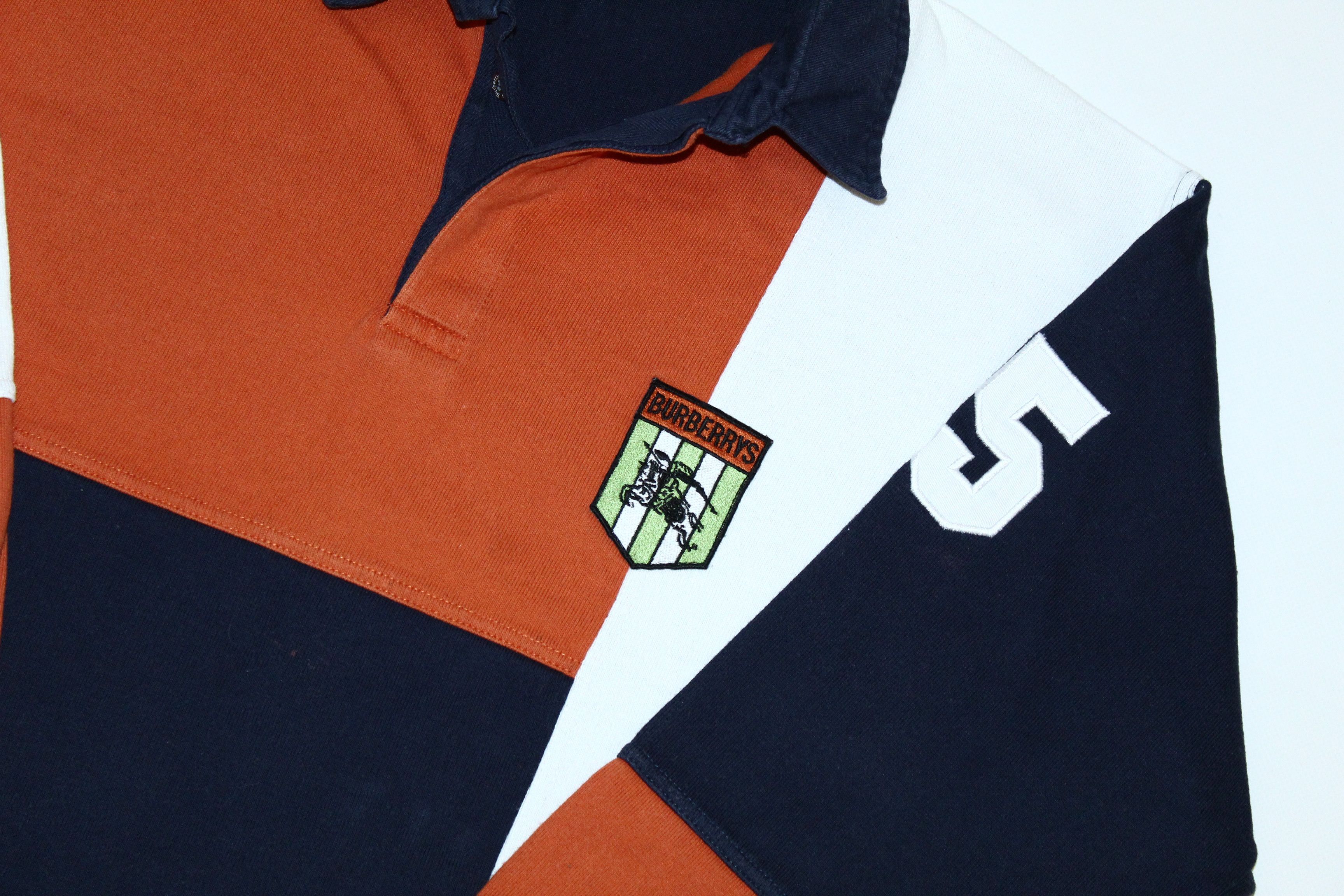 Burberry 🔥 VTG 🔥 Burberrys Box Logo Colorblock Rugby Polo Shirt Size US M / EU 48-50 / 2 - 4 Thumbnail
