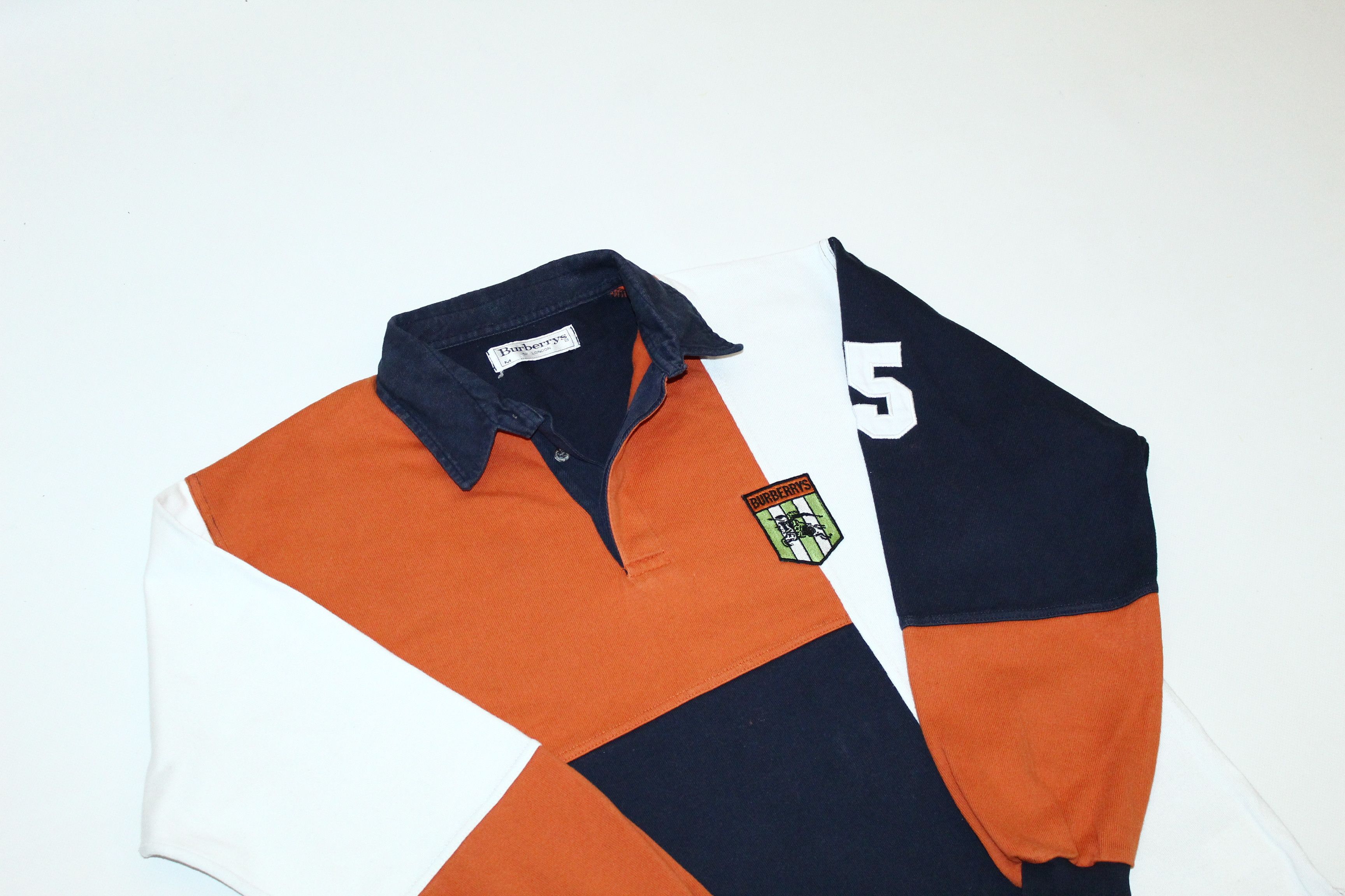 Burberry 🔥 VTG 🔥 Burberrys Box Logo Colorblock Rugby Polo Shirt Size US M / EU 48-50 / 2 - 3 Thumbnail