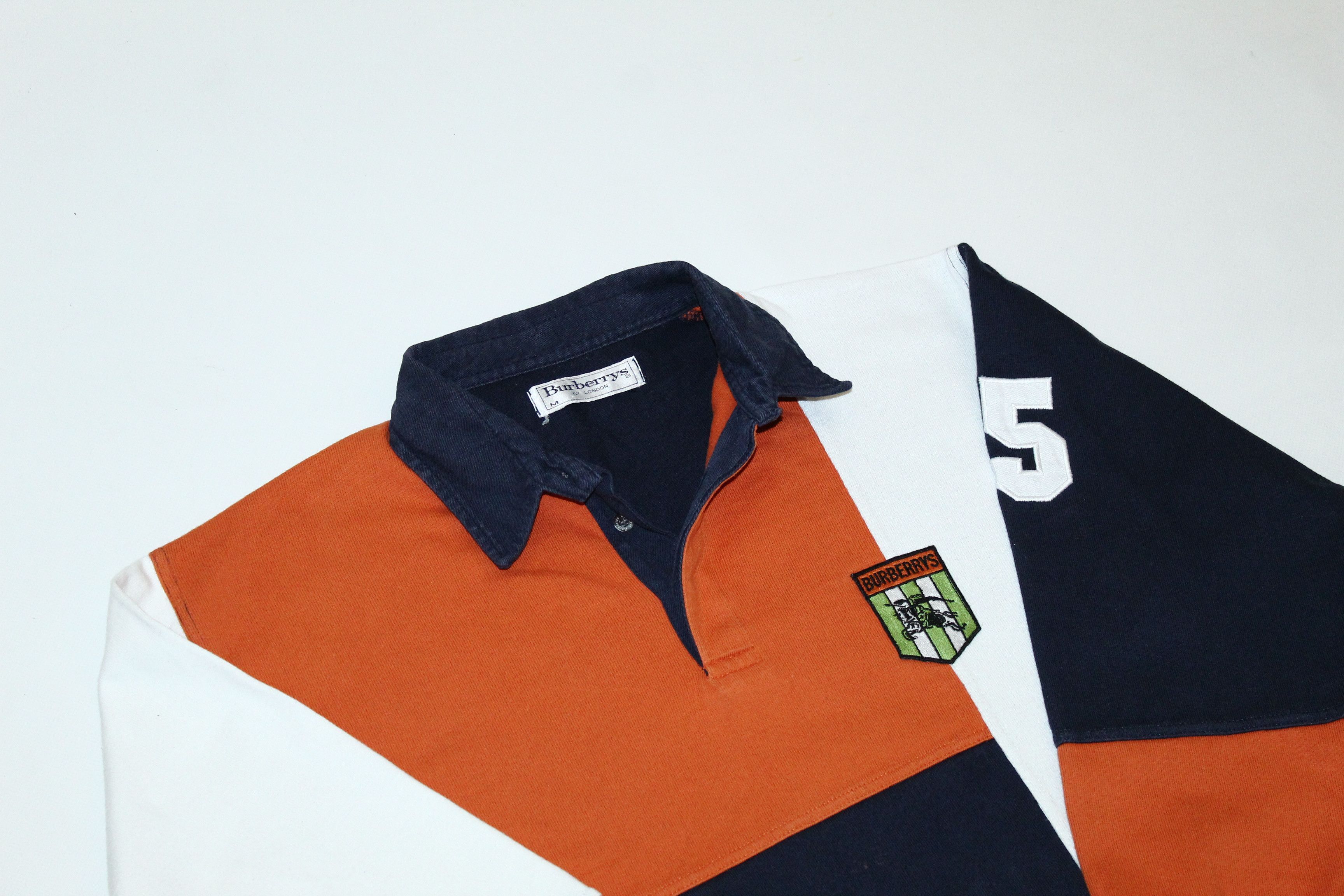 Burberry 🔥 VTG 🔥 Burberrys Box Logo Colorblock Rugby Polo Shirt Size US M / EU 48-50 / 2 - 2 Thumbnail