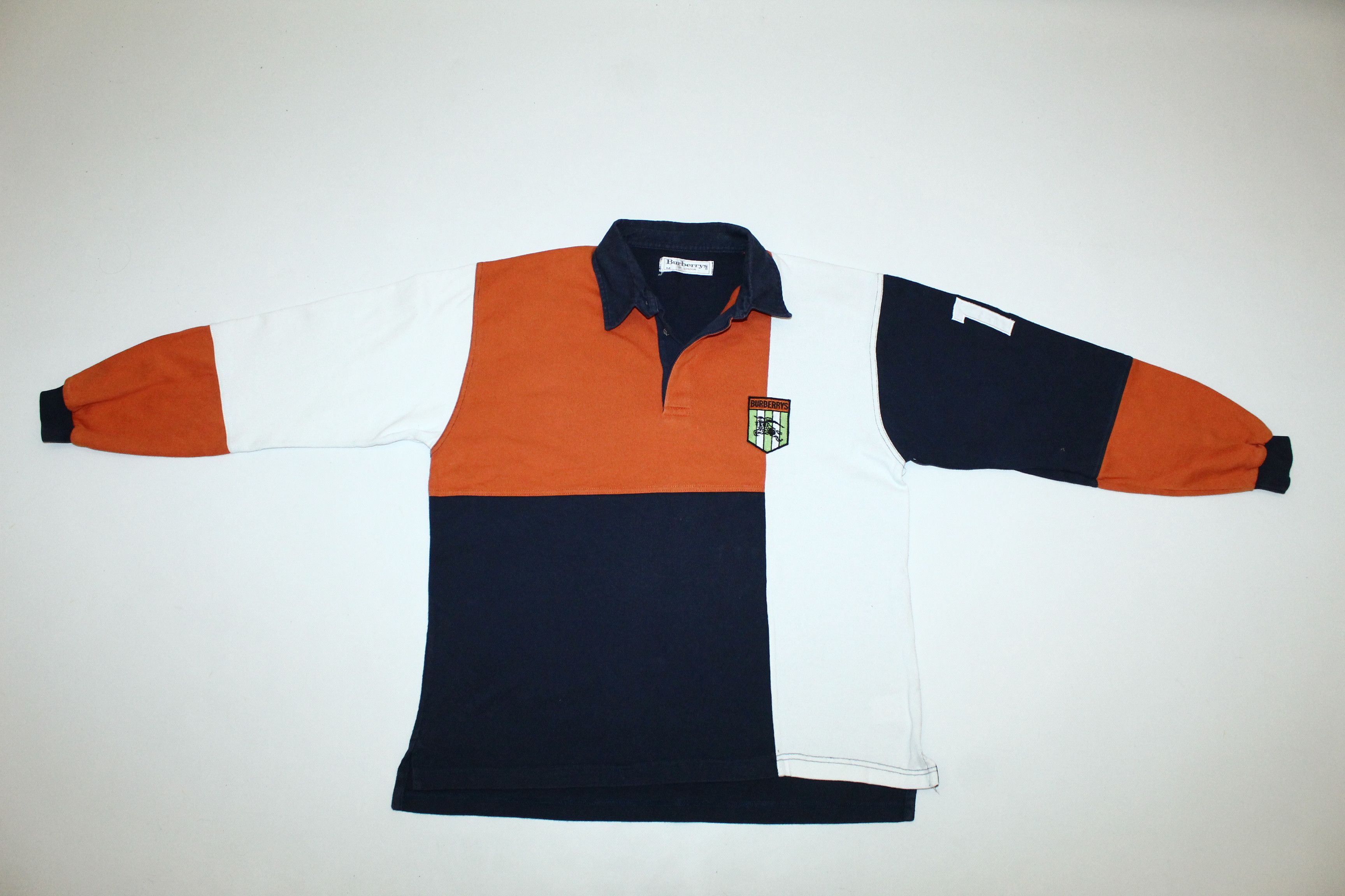 Burberry 🔥 VTG 🔥 Burberrys Box Logo Colorblock Rugby Polo Shirt Size US M / EU 48-50 / 2 - 6 Thumbnail