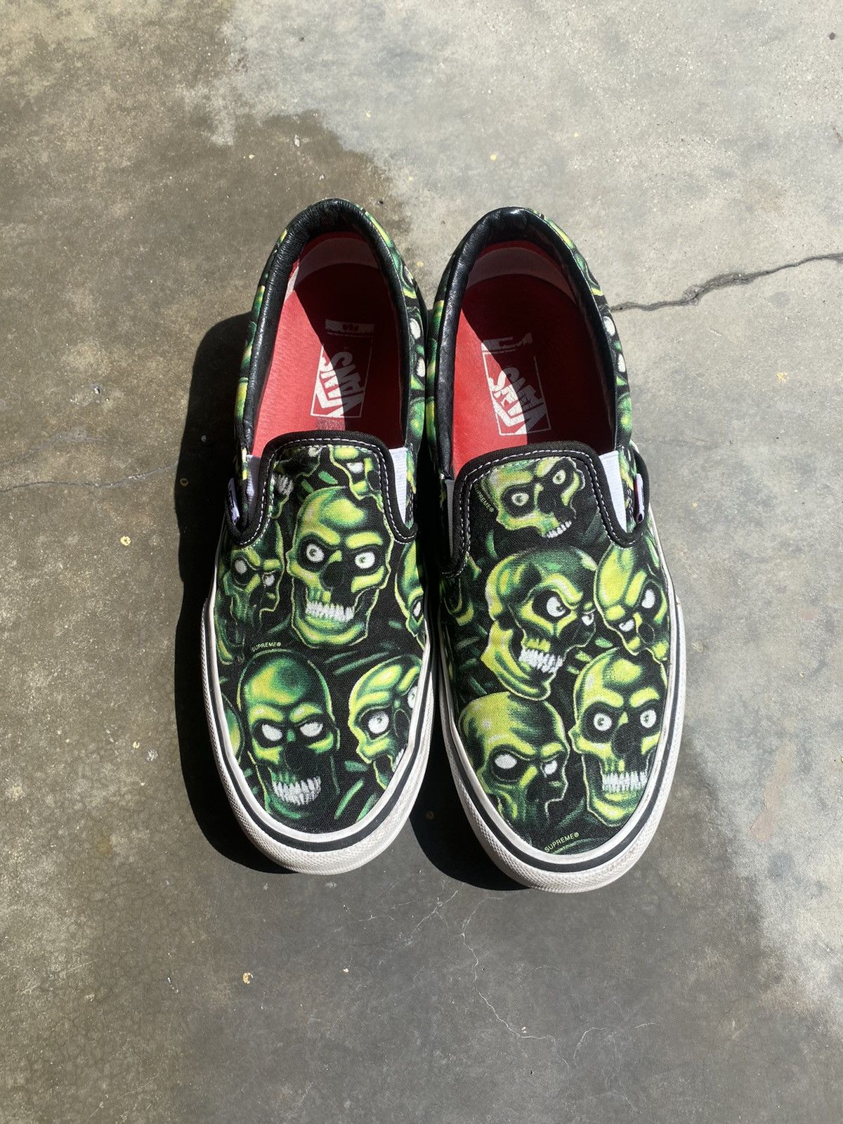 Supreme Supreme x Vans Green Skulls Slip Ons | Grailed
