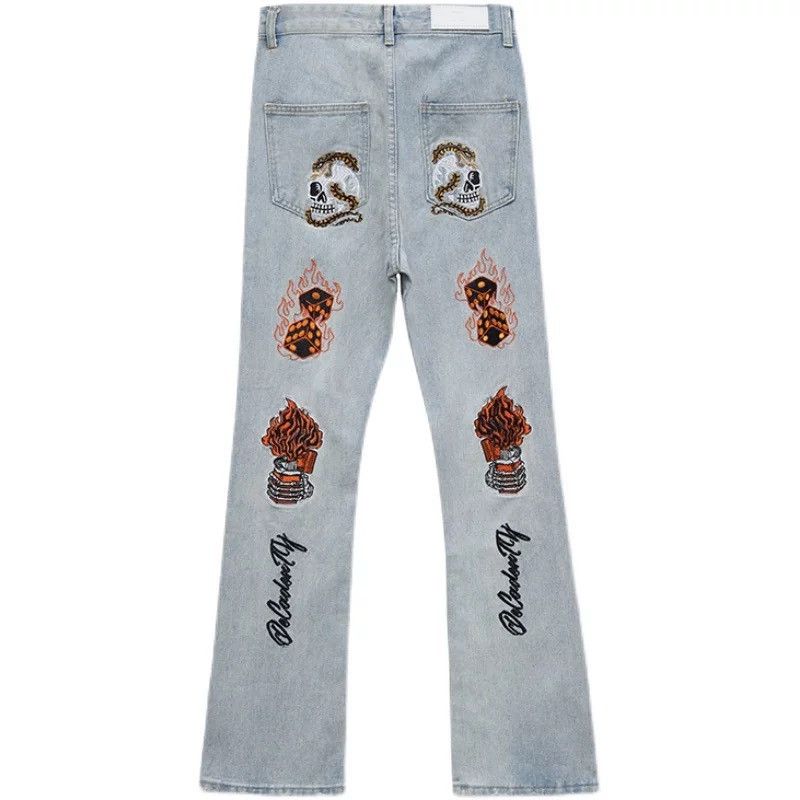 Embroidered Flared Denim