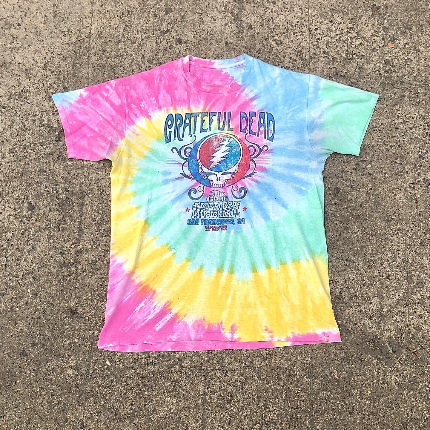 Grateful Dead American Music Hall Spiral Tie-Dye T-Shirt Tee