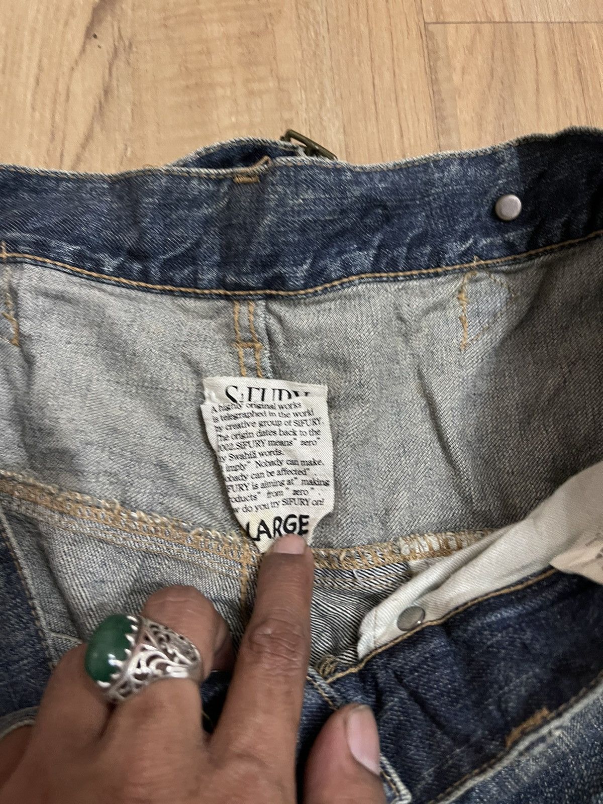 Japanese Brand × Sifury Sifury distress and dirty buckle back jeans Size US 35 - 5 Thumbnail