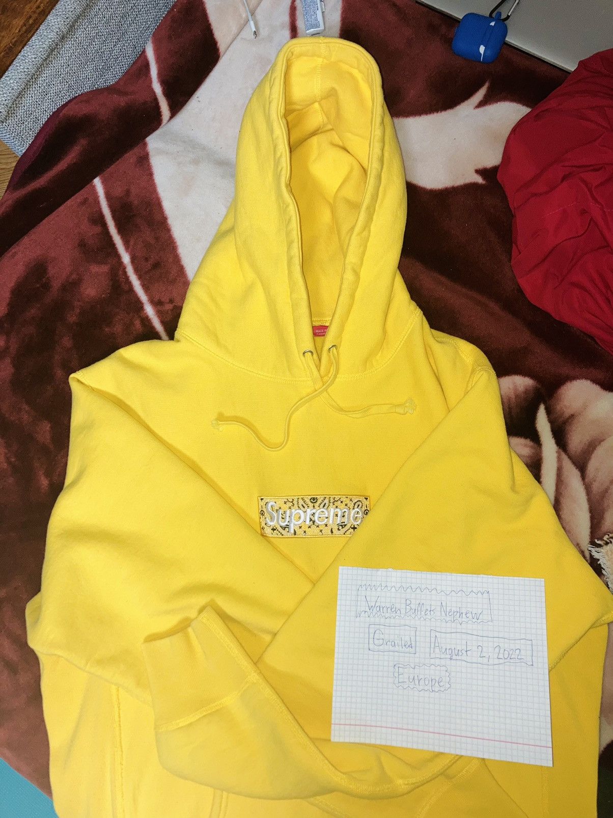 Supreme bandana box logo hoodie yellow sale