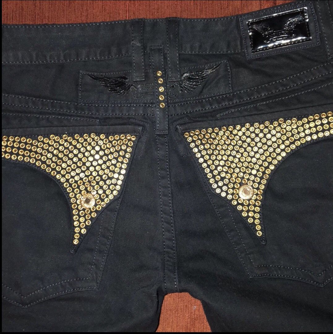 RARE Vintage Robins Jeans Black and shops Gold Wings