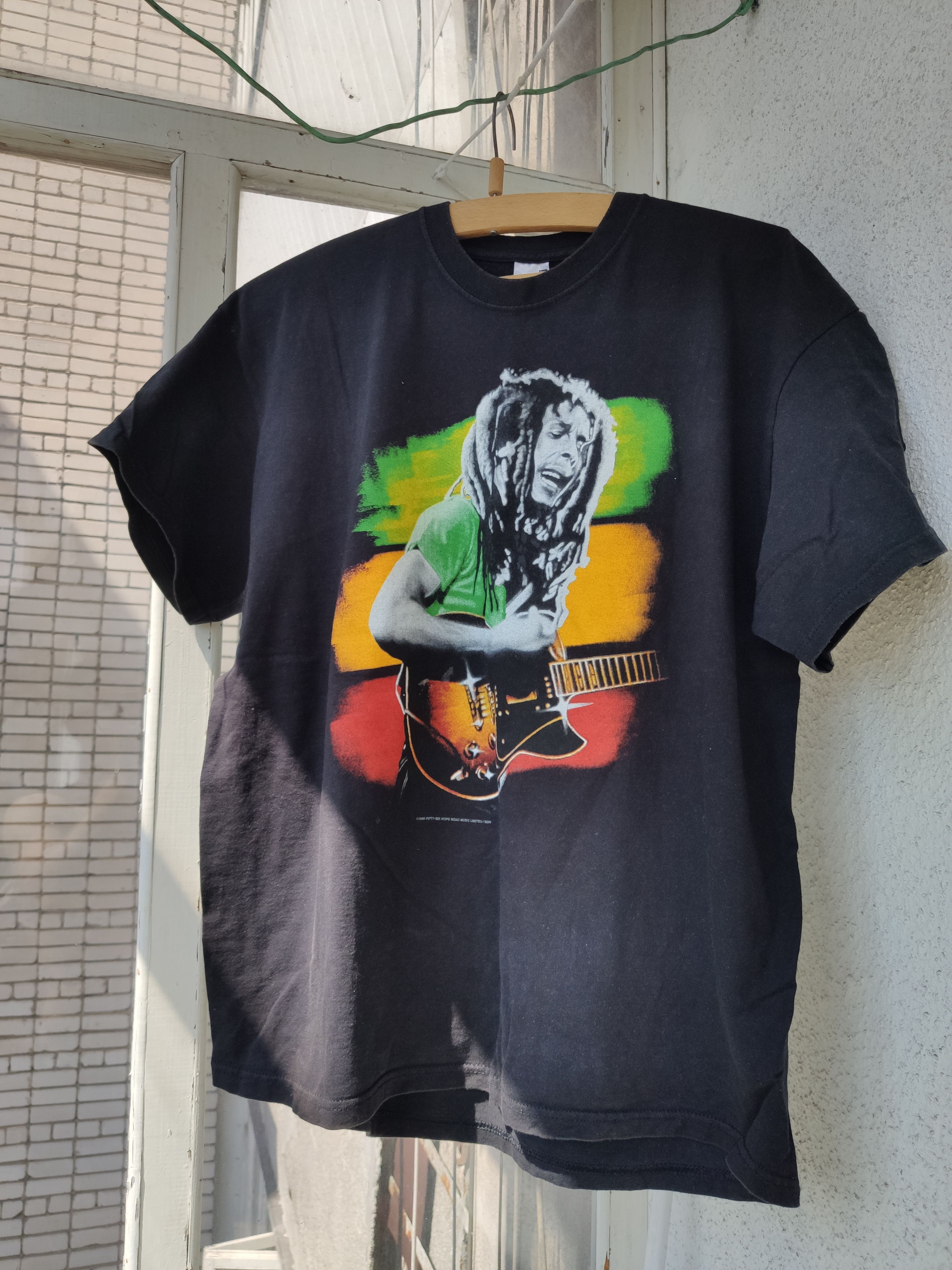00'S Delta BOB MARLEY Band T-shirt, Band T, Men's XXL cotton black type Vintage Second Hand