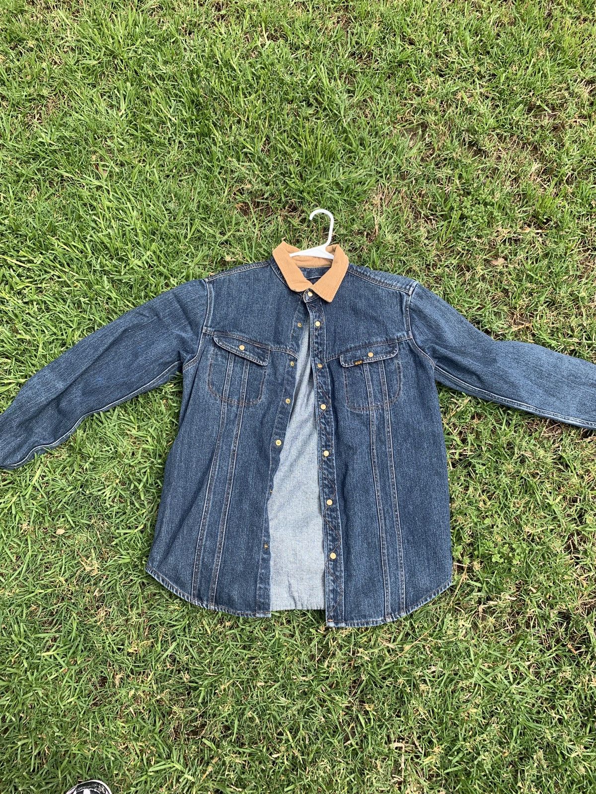 Huf Huf Pleated Corduroy Collar Denim Jacket | Grailed