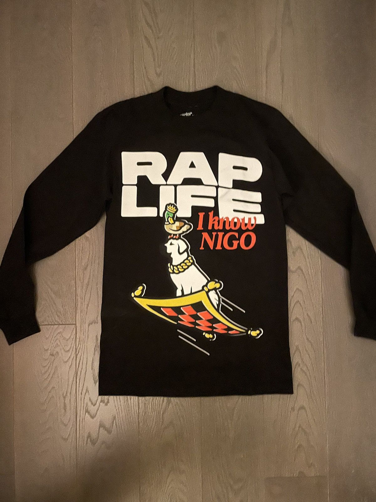 Do you know Nigo? Rap Life Long Sleeve Size medium new $145 . . . . . . . .  . . #theconnectclothingstores #nigo #bape #iknownigo…