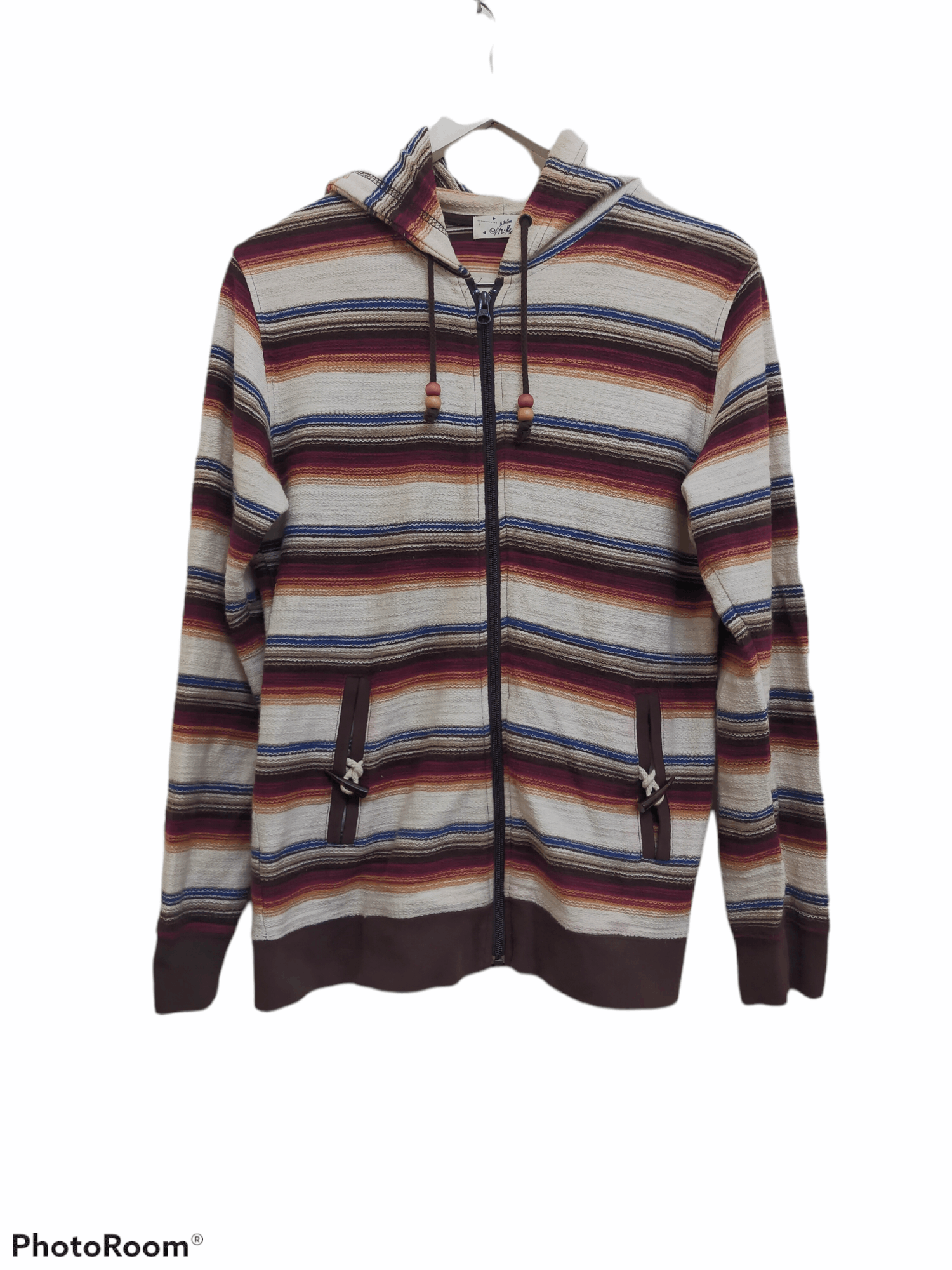 One half native stripe zipper hoodie