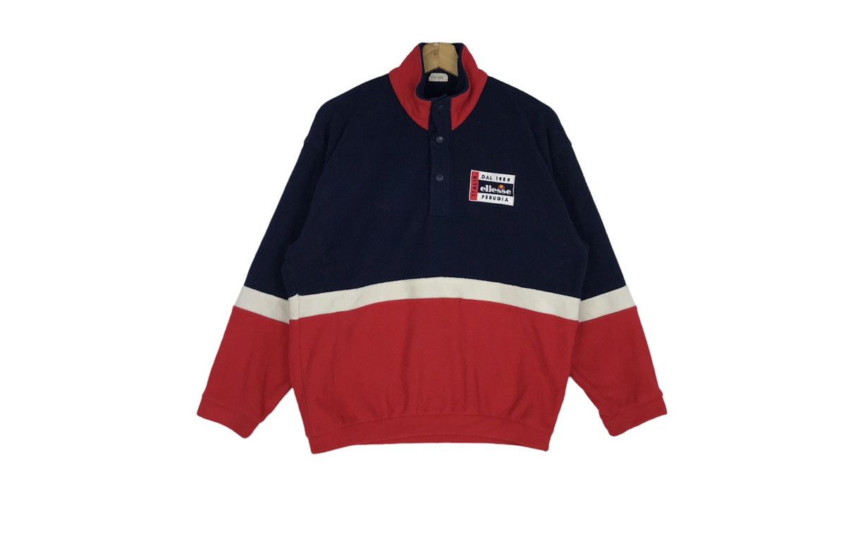 Ellesse Fleece Half Button Sweater Tricolour Design