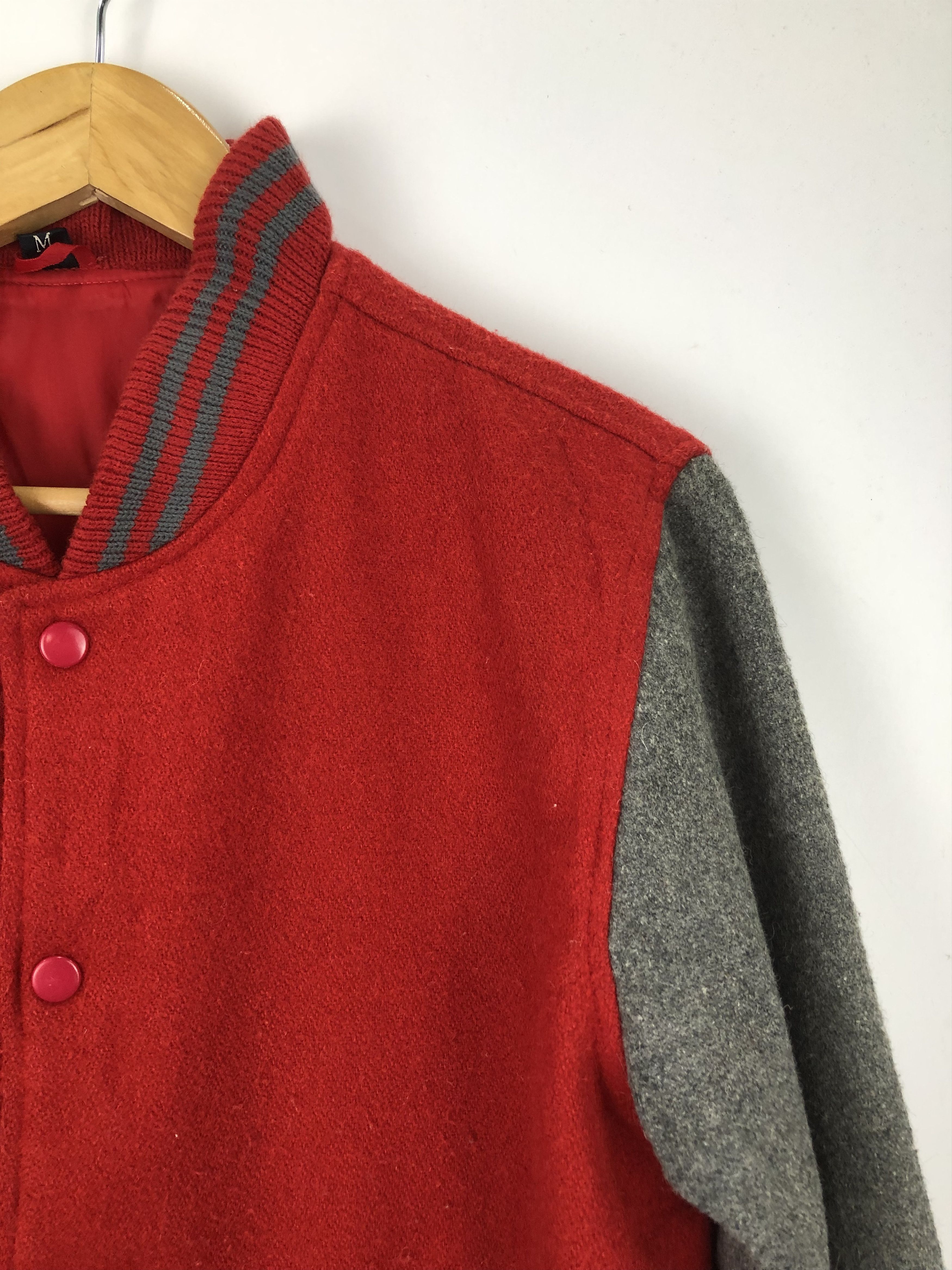 Japanese Brand Vintage 90s Japanese Brand Wool Varsity Jacket Red V0408 Size US M / EU 48-50 / 2 - 6 Thumbnail
