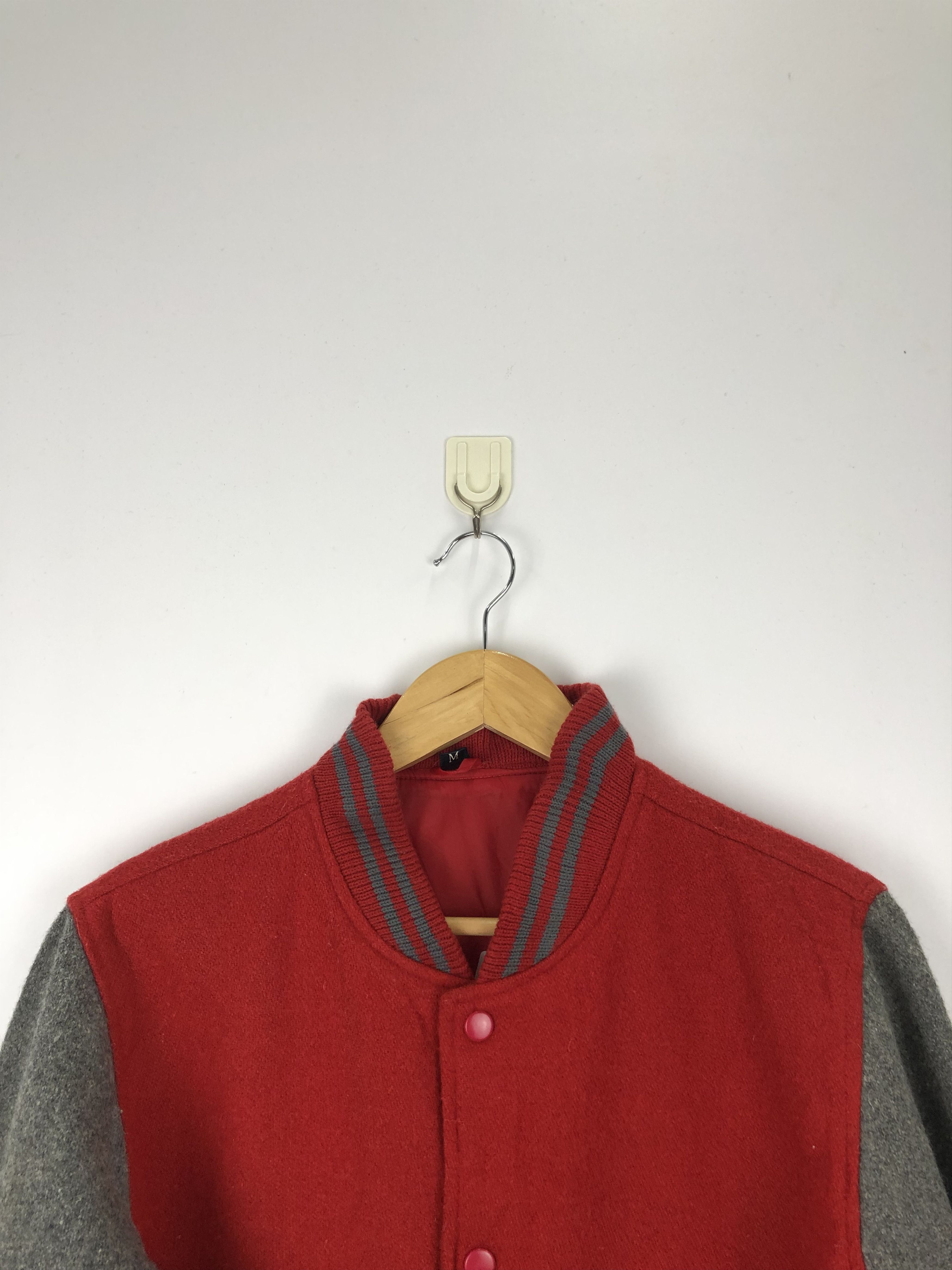 Japanese Brand Vintage 90s Japanese Brand Wool Varsity Jacket Red V0408 Size US M / EU 48-50 / 2 - 2 Thumbnail