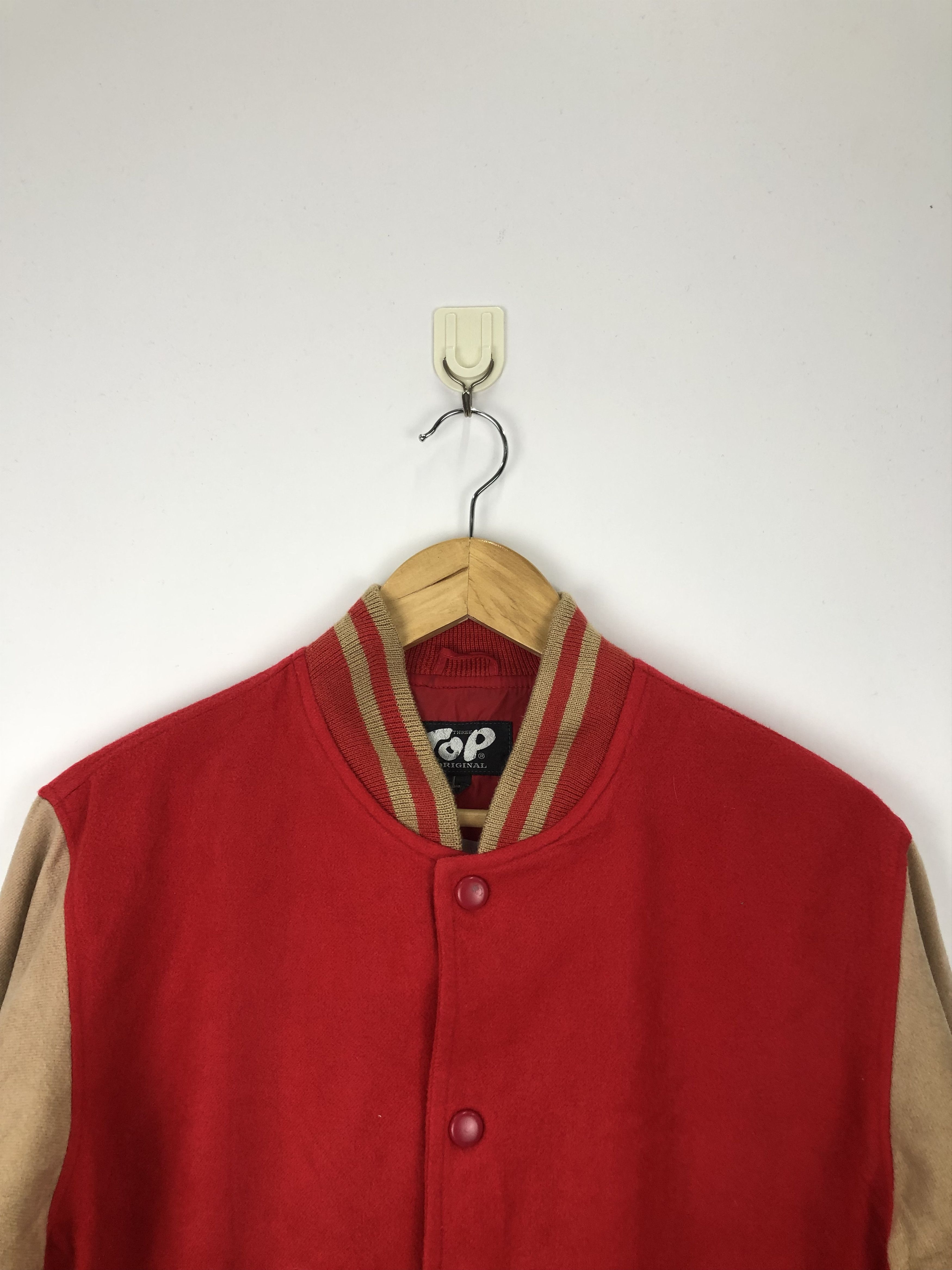 Japanese Brand Vintage Japanese Brand Wool Varsity Jacket Red V0417 Size US L / EU 52-54 / 3 - 2 Thumbnail