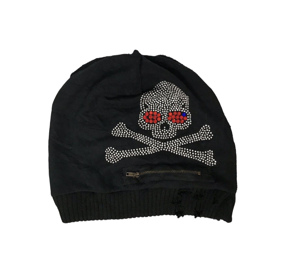 Japanese Brand ANGELICA ROSES SKULL DIAMOND EMBROIDERY BANIE Size ONE SIZE - 2 Thumbnail