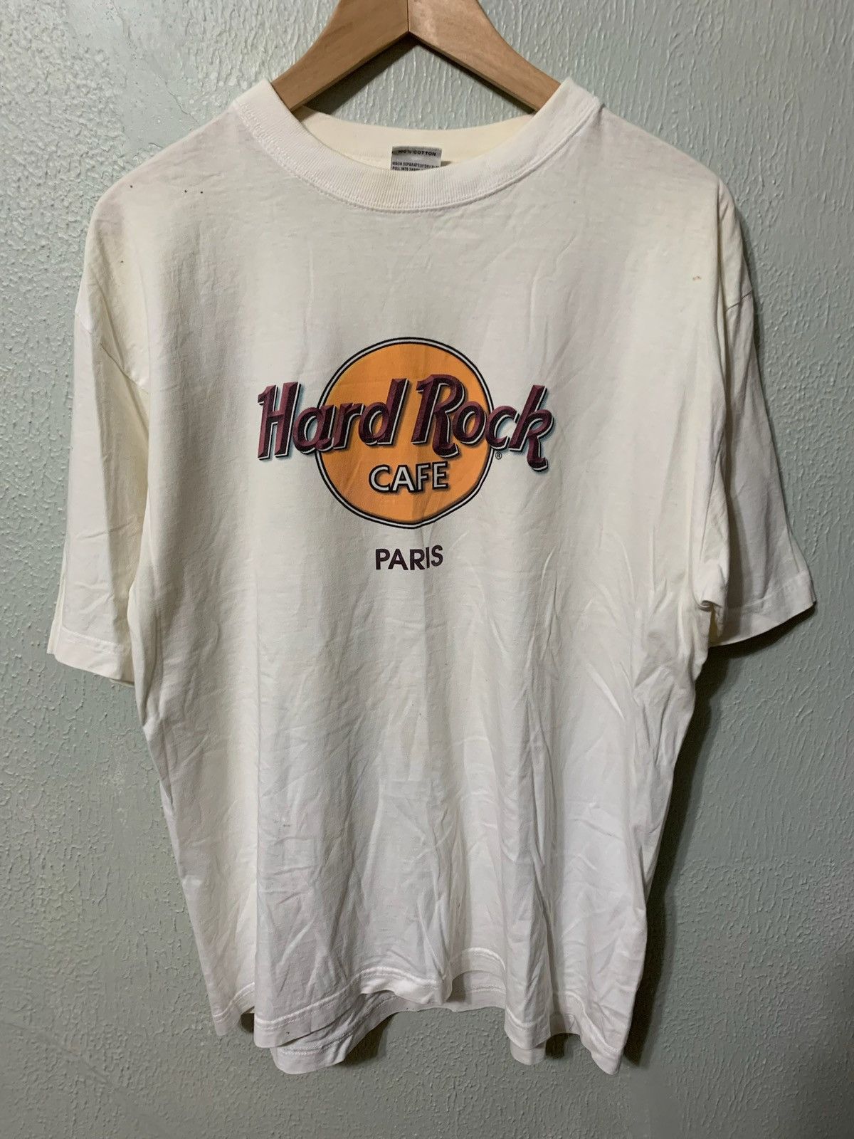 T-shirt Hard Rock Café Paris Taille M - Occasion Très Bon état, Blanc, Manches Courtes, Collector