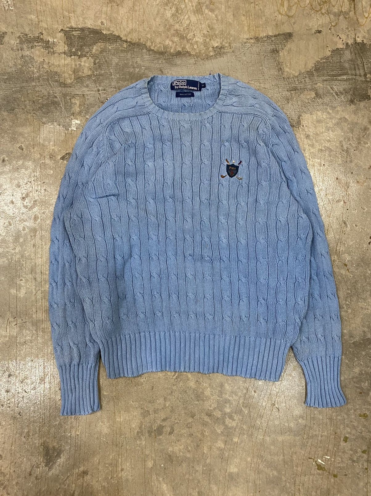 Polo Ralph Lauren 1980s Golf Crest Cross cable knit Size US M / EU 48-50 / 2 - 2 Thumbnail