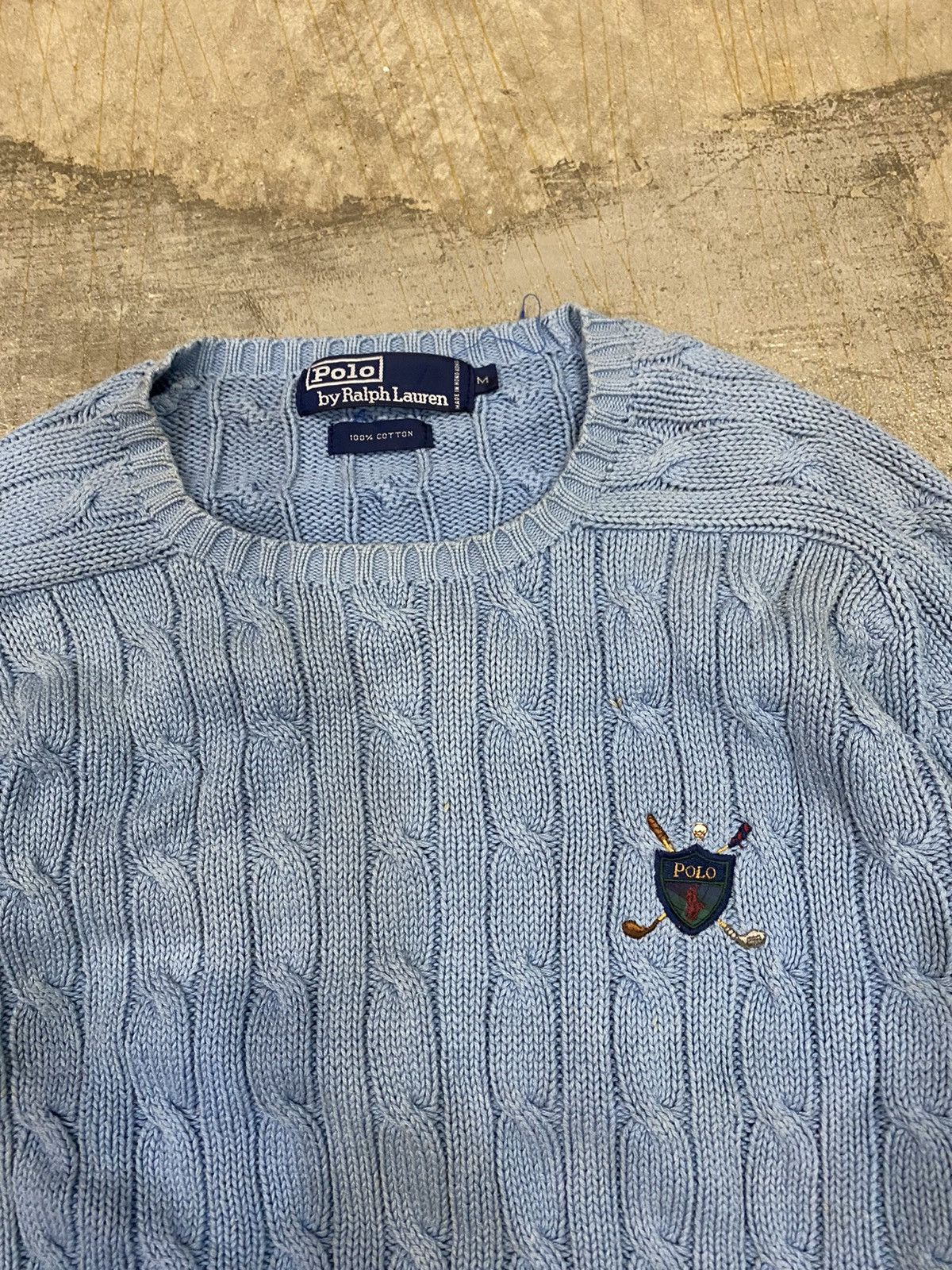 Polo Ralph Lauren 1980s Golf Crest Cross cable knit Size US M / EU 48-50 / 2 - 4 Thumbnail