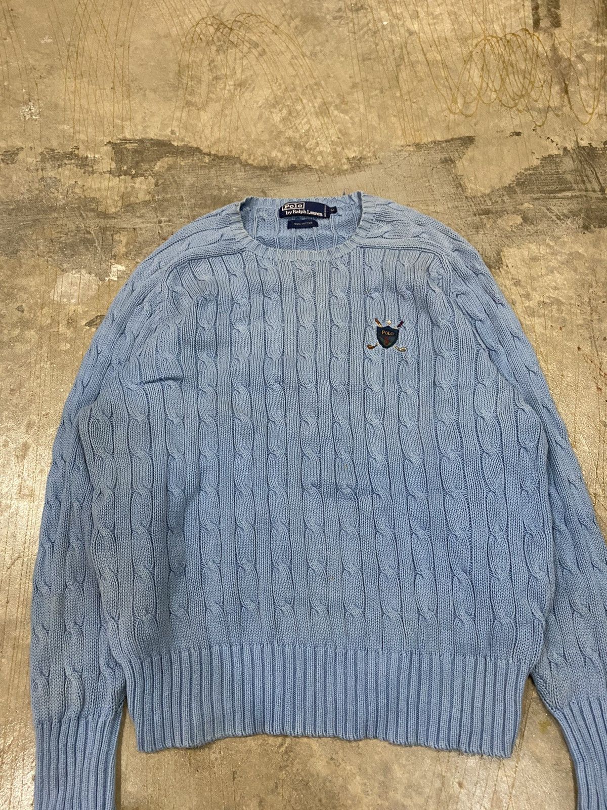 Polo Ralph Lauren 1980s Golf Crest Cross cable knit Size US M / EU 48-50 / 2 - 3 Thumbnail