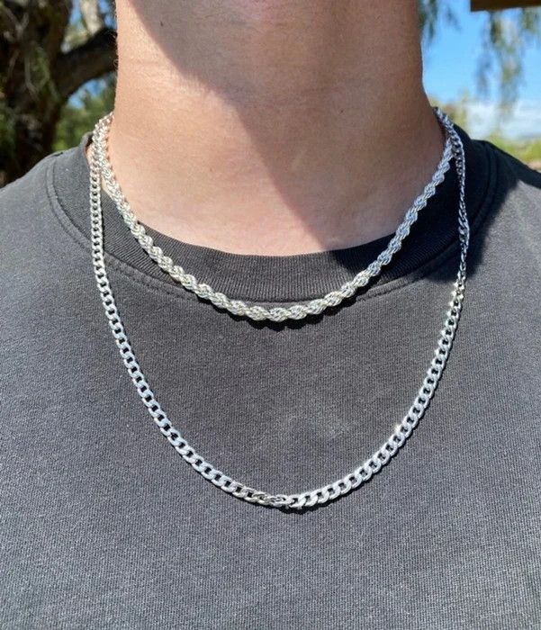 Jewelry White Gold Chain Necklaces (PVD) Size ONE SIZE - 1 Thumbnail