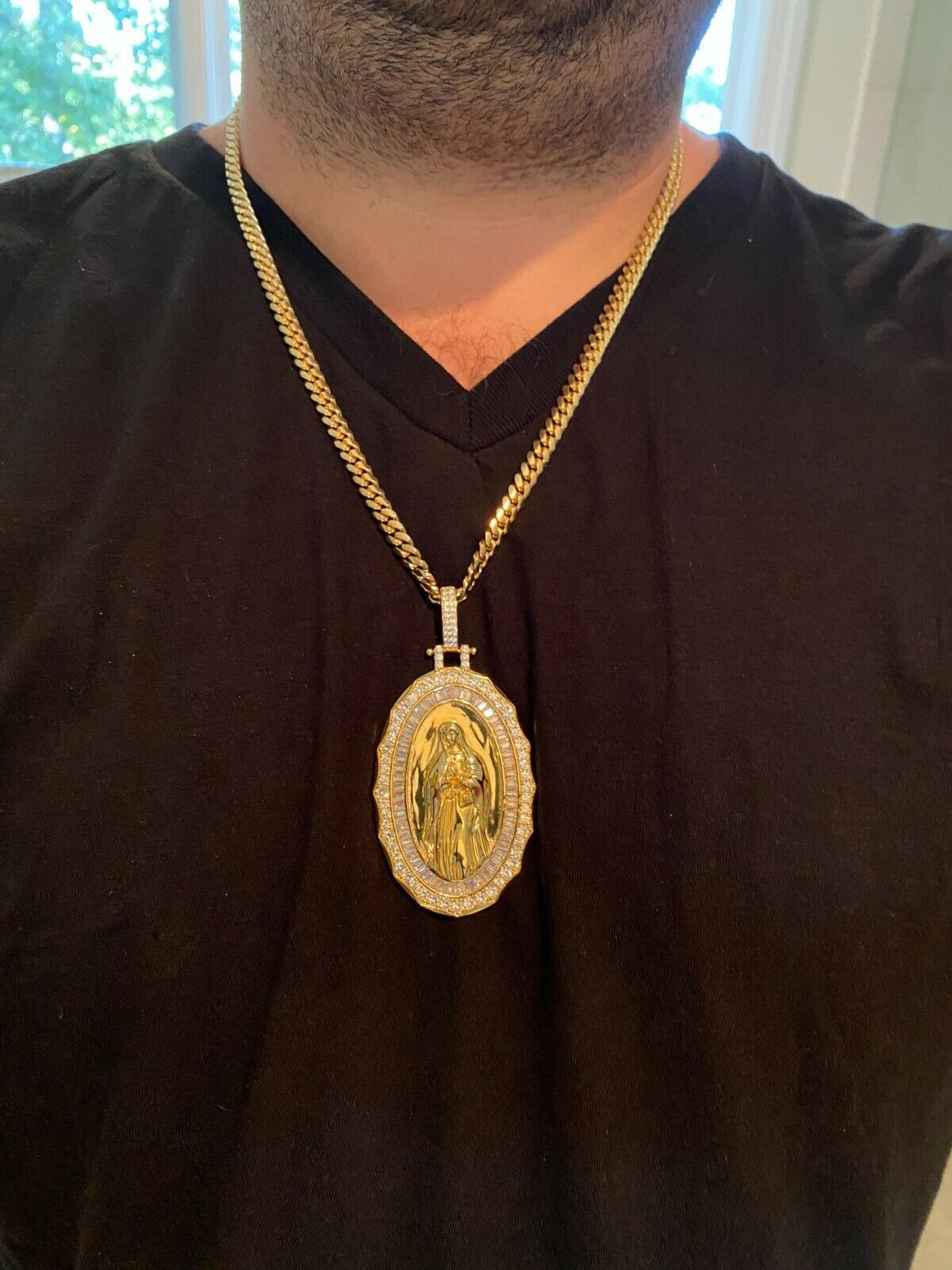 Designer × Jewelry 14k Gold 925 Silver Virgin Mary Necklace Pendant Medallion Size ONE SIZE - 8 Thumbnail