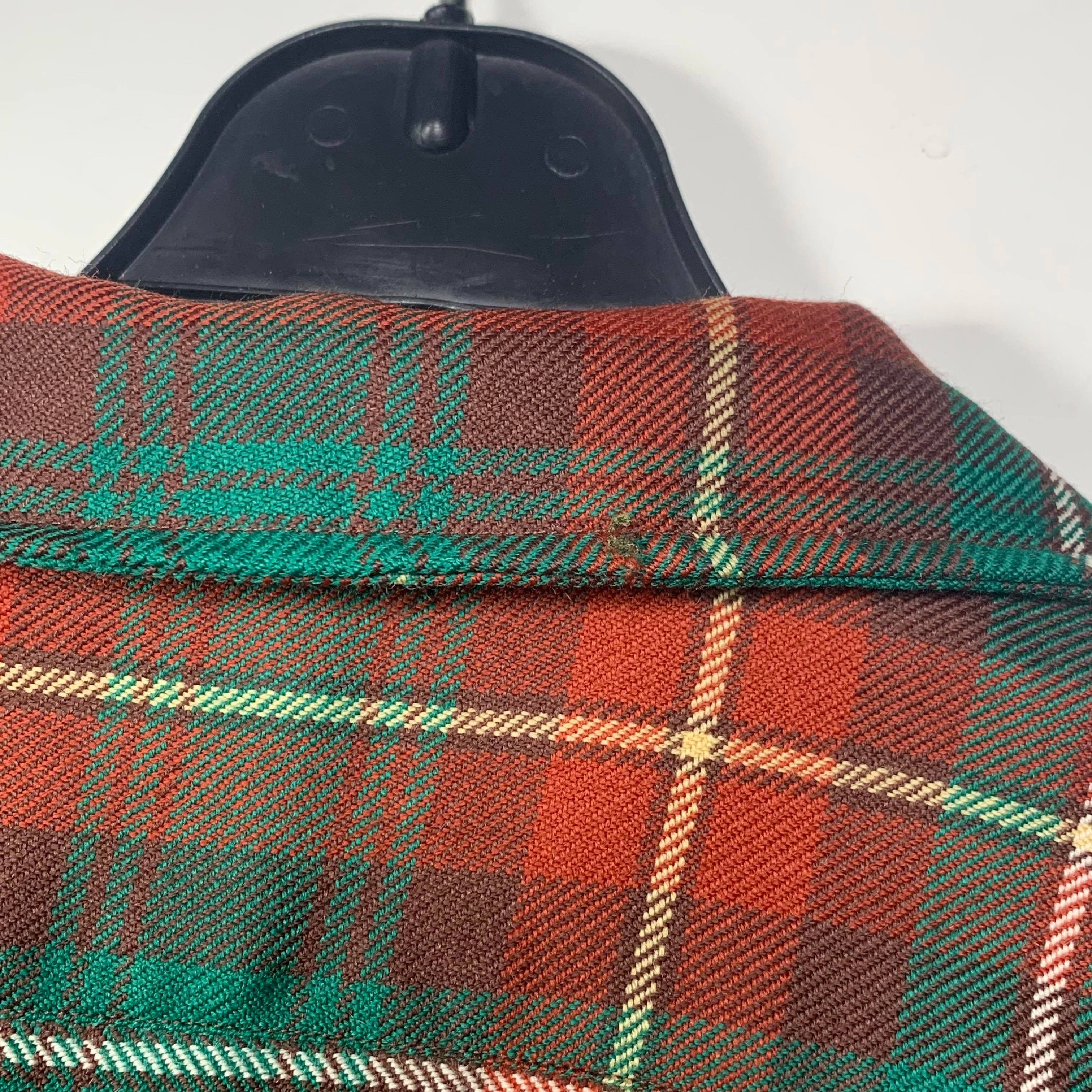 Ralph Lauren RRL Red and Green Camp Collar 100% Wool Flannel Size US XL / EU 56 / 4 - 4 Thumbnail