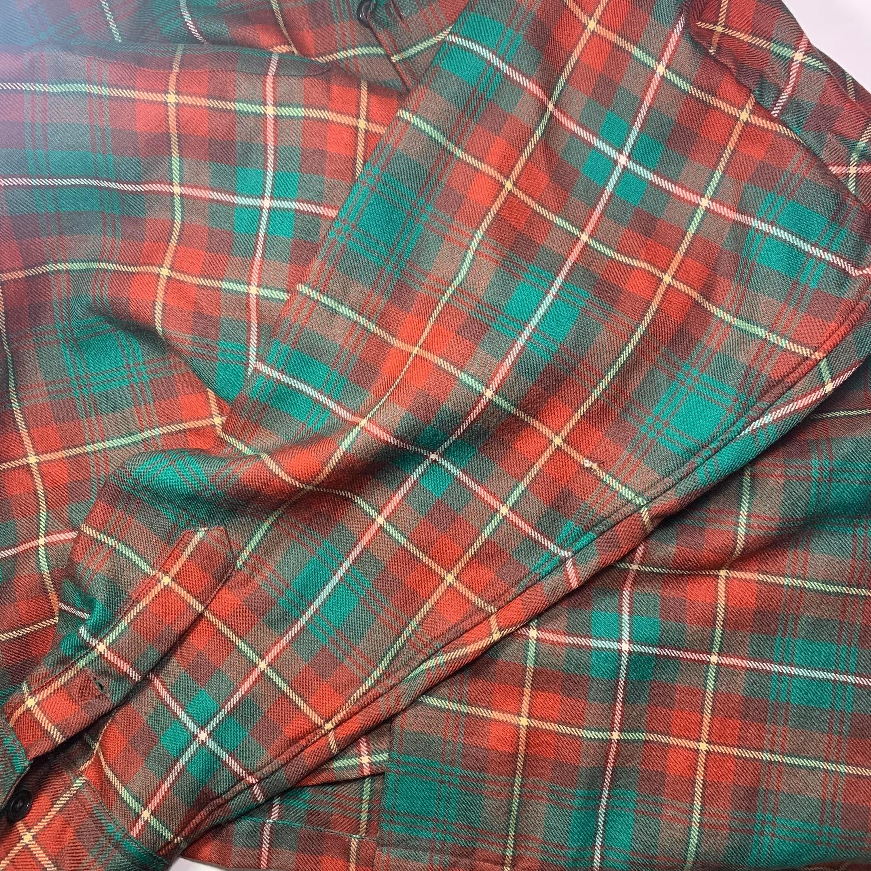 Ralph Lauren RRL Red and Green Camp Collar 100% Wool Flannel Size US XL / EU 56 / 4 - 7 Thumbnail