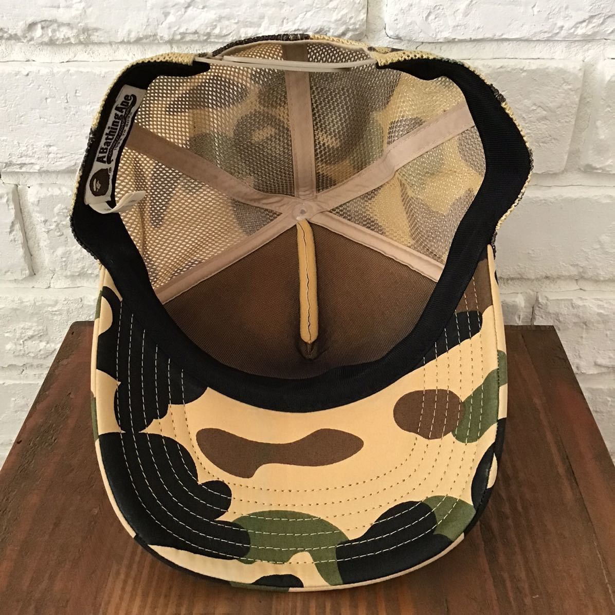 Bape BAPE APE logo trucker hat mesh cap 1st camo yellow ★ Size ONE SIZE - 7 Thumbnail
