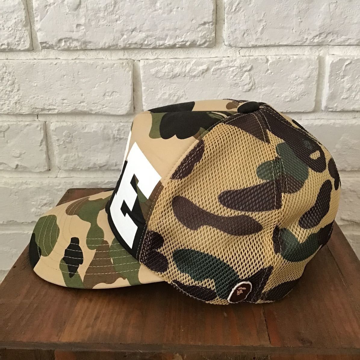 Bape BAPE APE logo trucker hat mesh cap 1st camo yellow ★ Size ONE SIZE - 5 Thumbnail