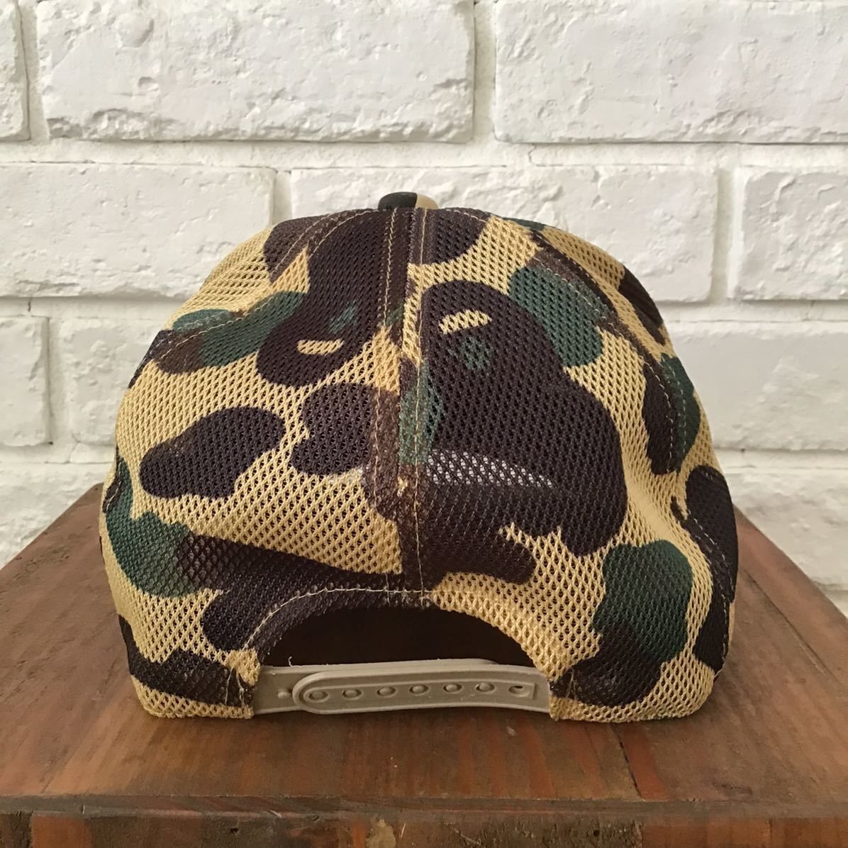Bape BAPE APE logo trucker hat mesh cap 1st camo yellow ★ Size ONE SIZE - 4 Thumbnail