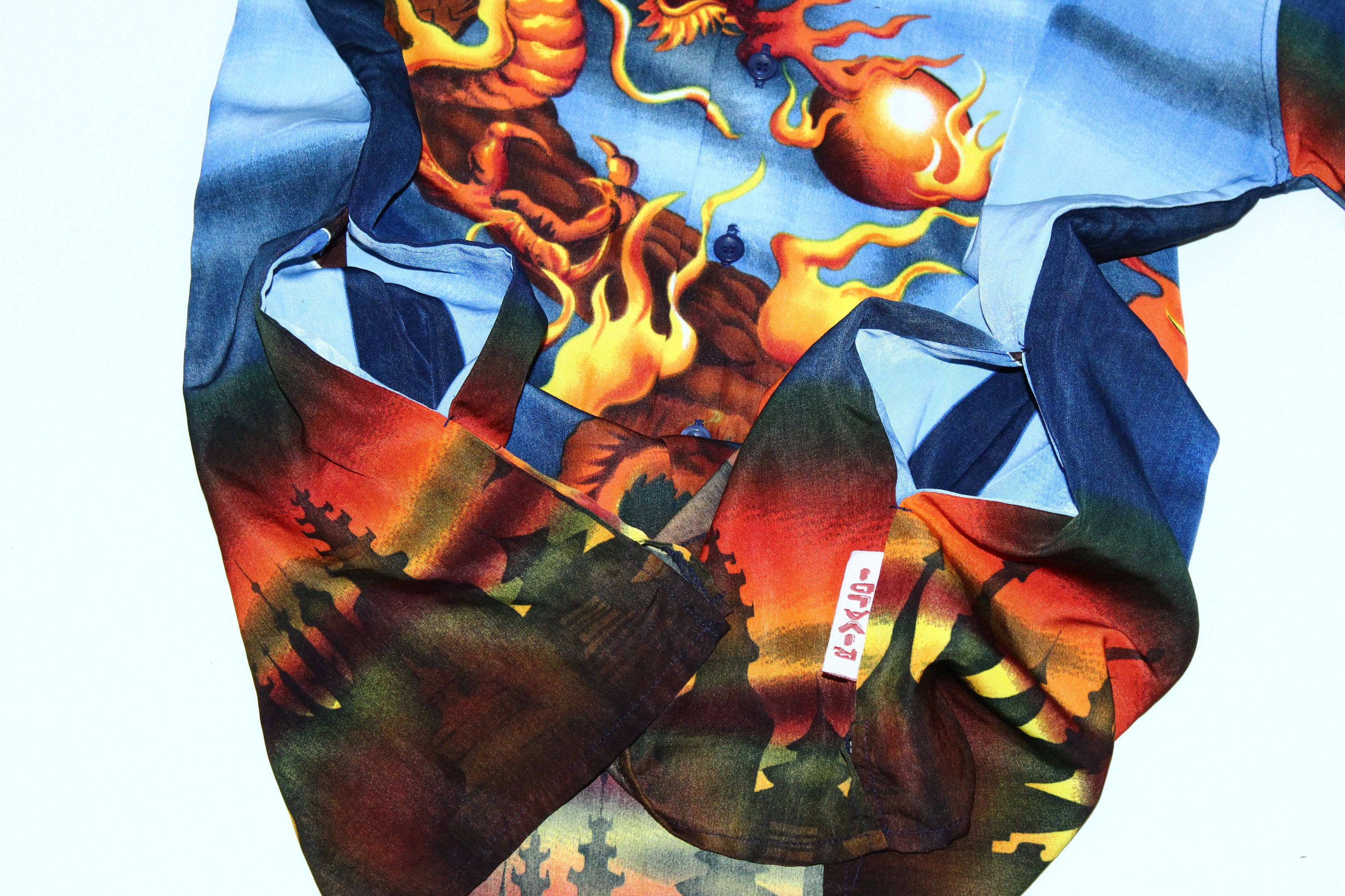 Anime 💥VTG 90s Rivaldi Okinawa Dragon All Over Print Baggy Shirt Size US XXL / EU 58 / 5 - 9 Thumbnail