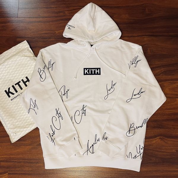 Kith Kith City Script Hoodie white | Grailed