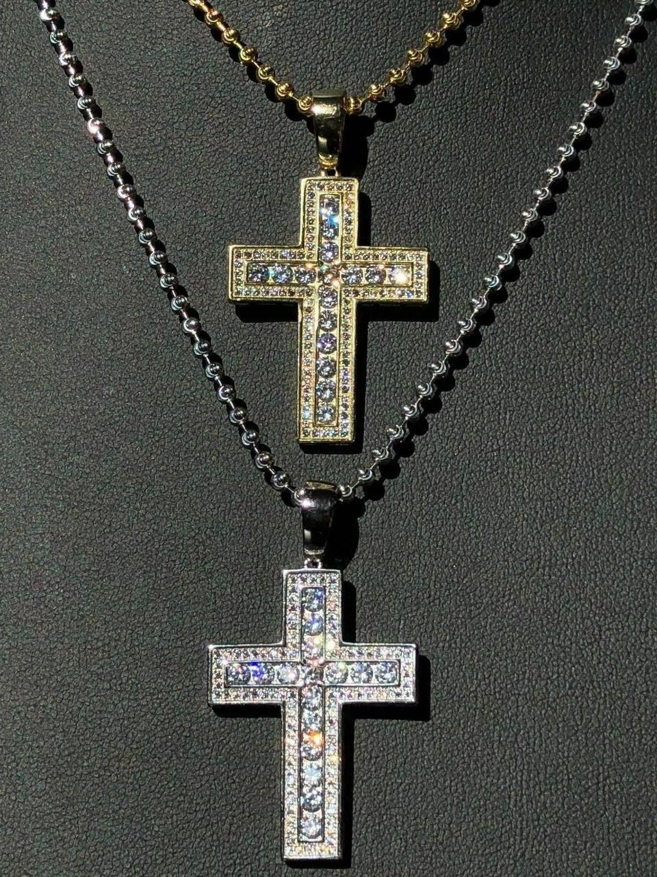 Cross Pendant Sterling Silver 925 Necklace Medium Size Real