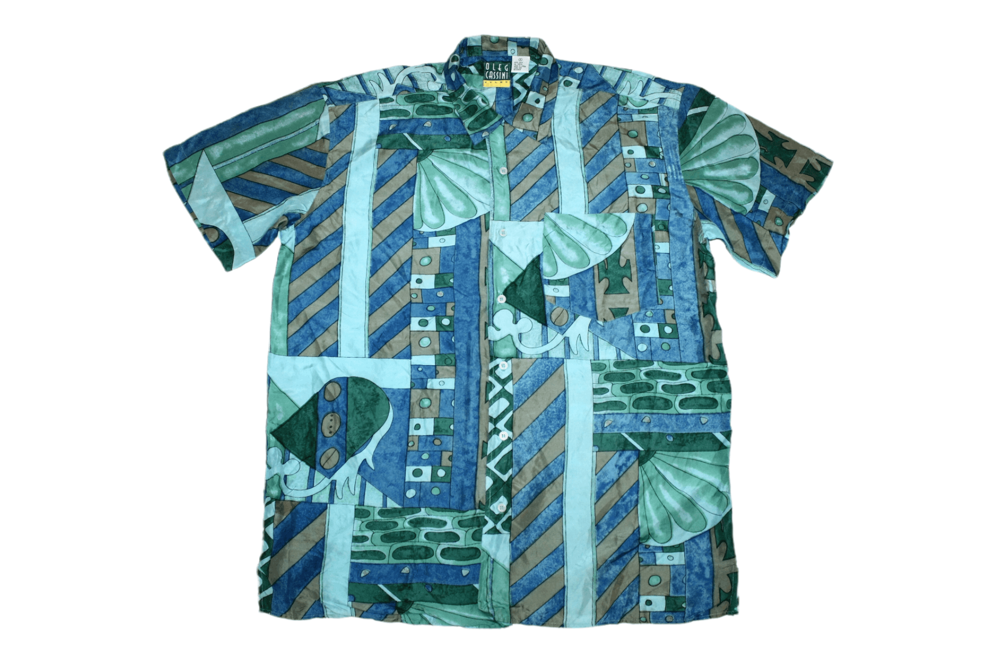 Oleg Cassini 1970's Oleg Cassini 100% Silk Crazy Abstract Art Party Shirt Size US L / EU 52-54 / 3 - 1 Thumbnail