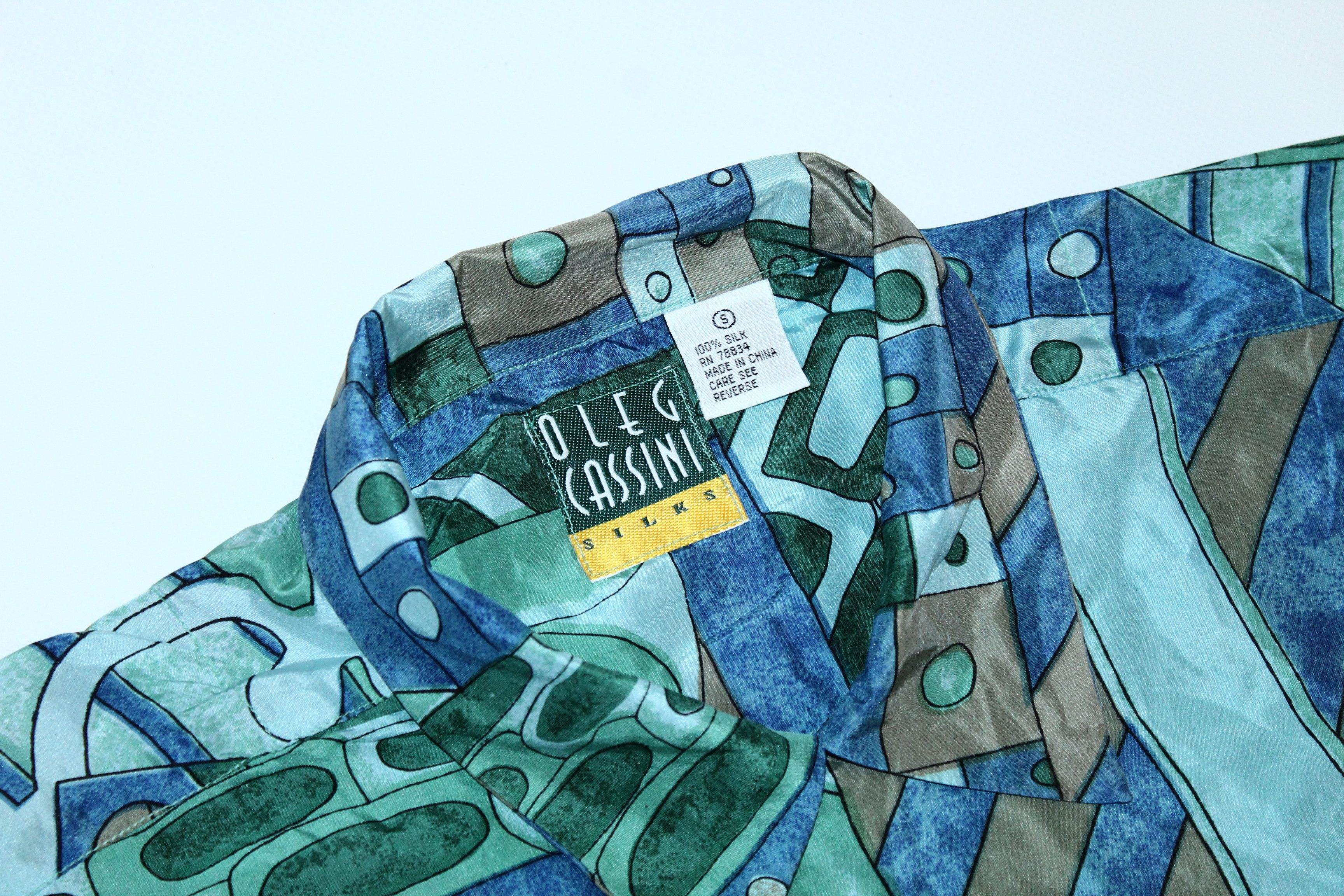 Oleg Cassini 1970's Oleg Cassini 100% Silk Crazy Abstract Art Party Shirt Size US L / EU 52-54 / 3 - 3 Thumbnail