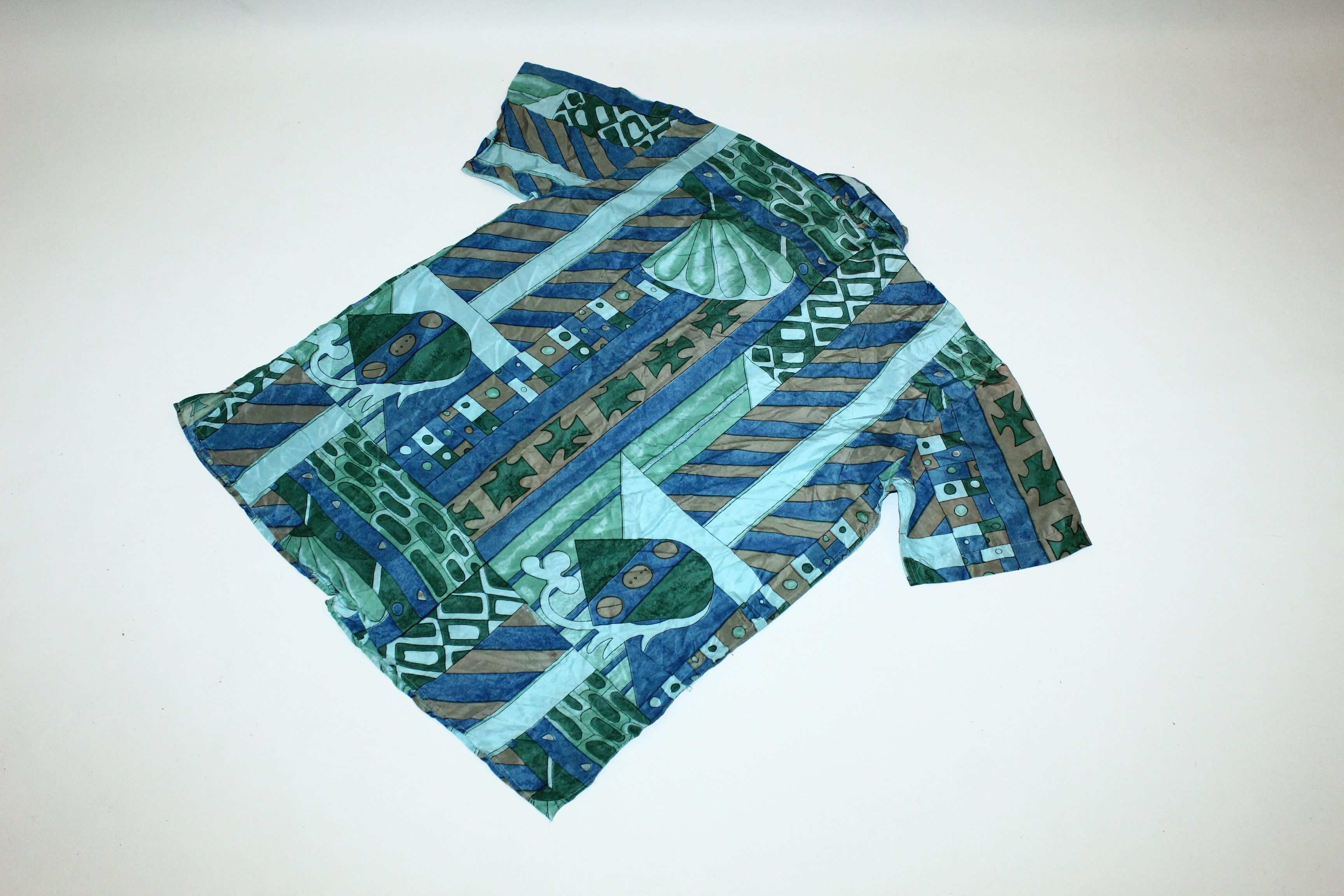 Oleg Cassini 1970's Oleg Cassini 100% Silk Crazy Abstract Art Party Shirt Size US L / EU 52-54 / 3 - 5 Thumbnail