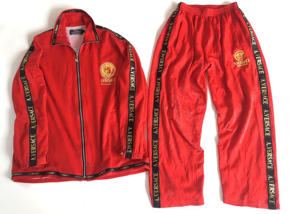 Red best sale versace tracksuit