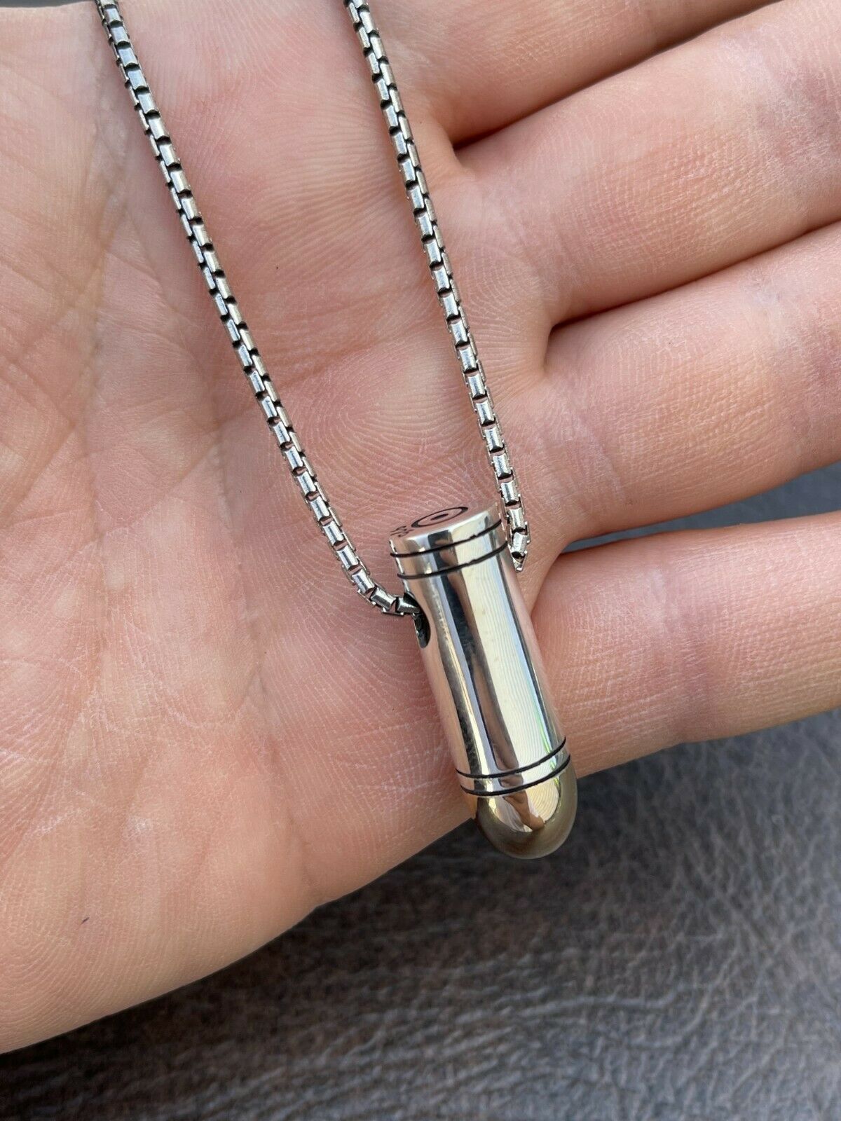925 Silver 14k Gold Bullet Pendant Necklace Chain 9mm Gun