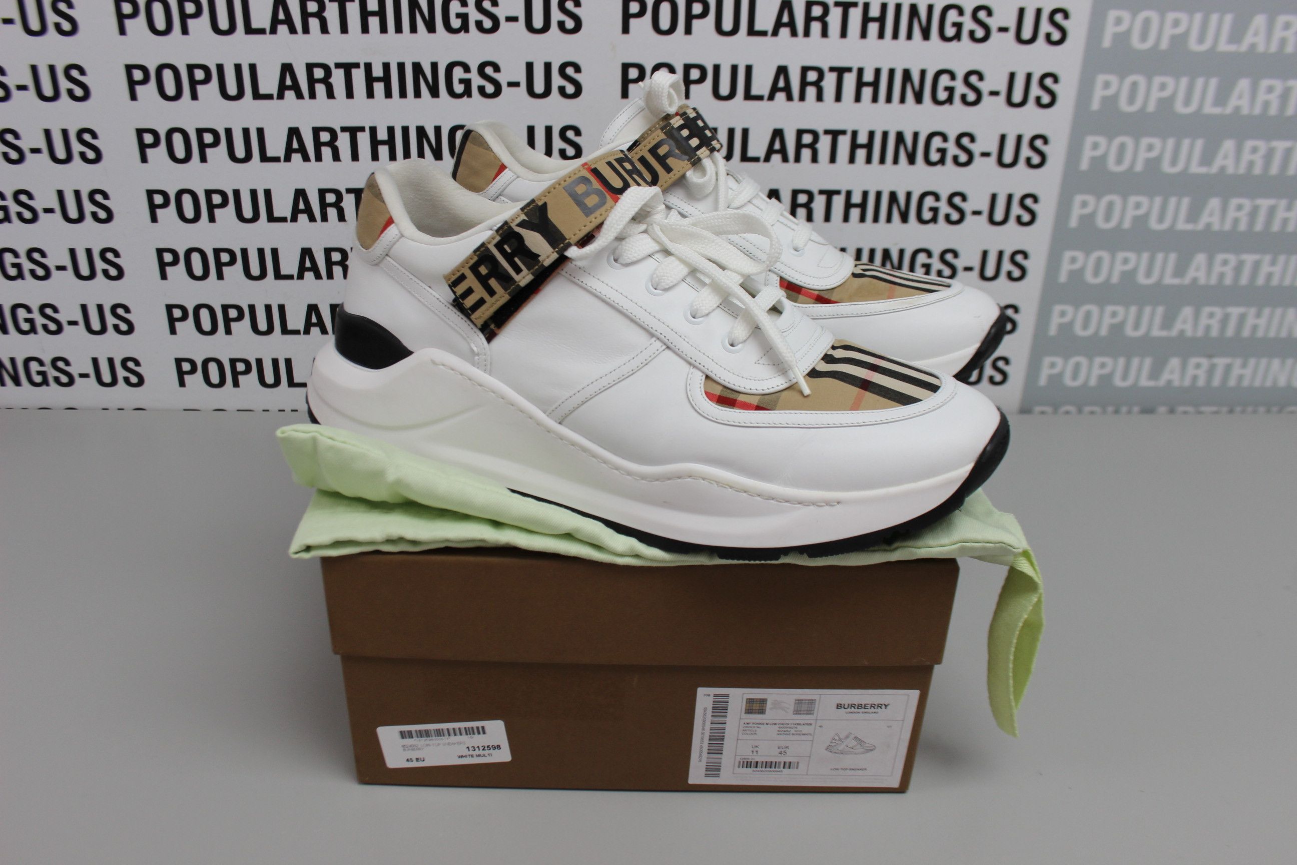 Burberry Men's Logo Leather Vintage Check Sneakers 8024052