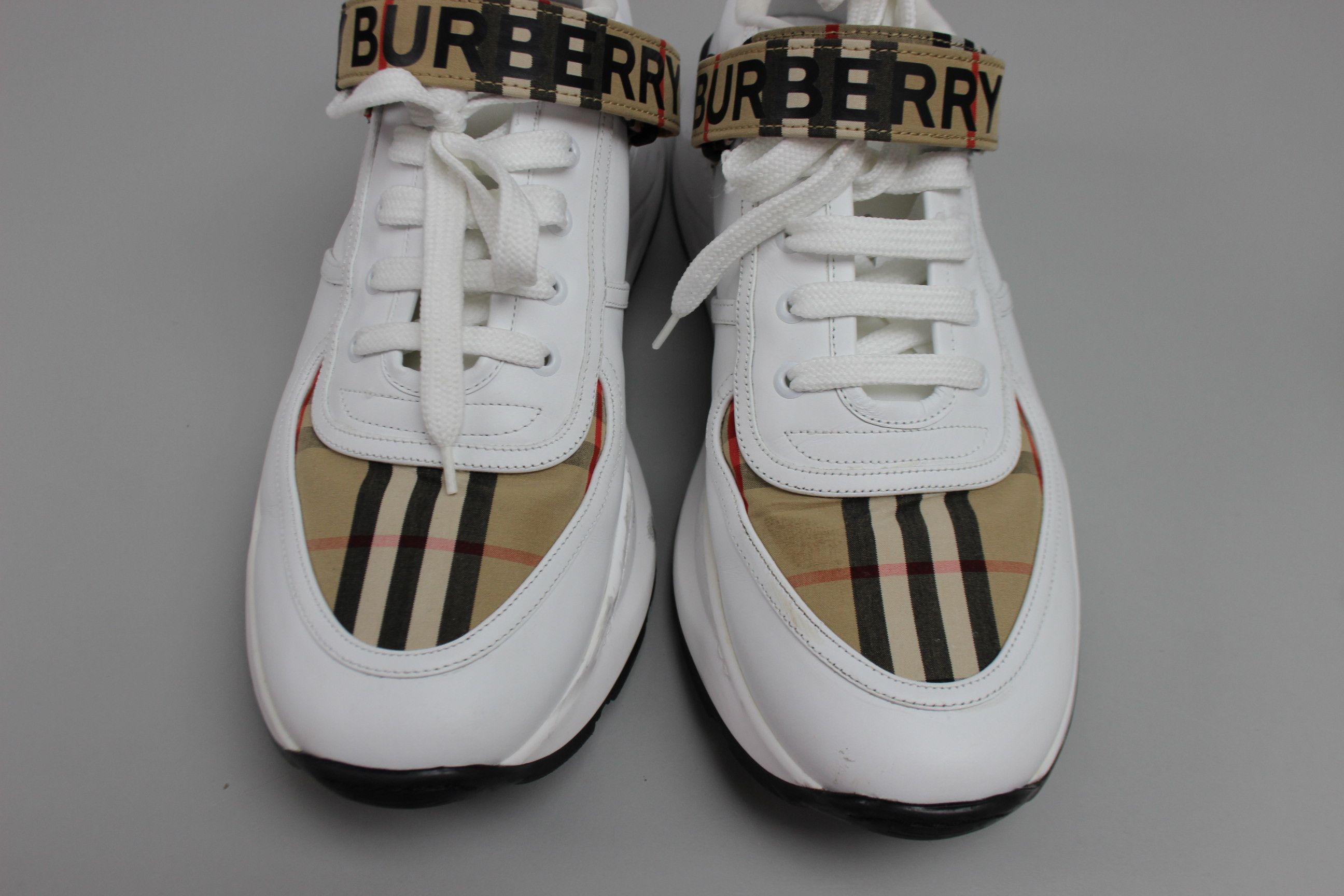 Burberry Burberry Men's Logo Leather Vintage Check Sneakers 8024052 Size US 12 / EU 45 - 3 Thumbnail
