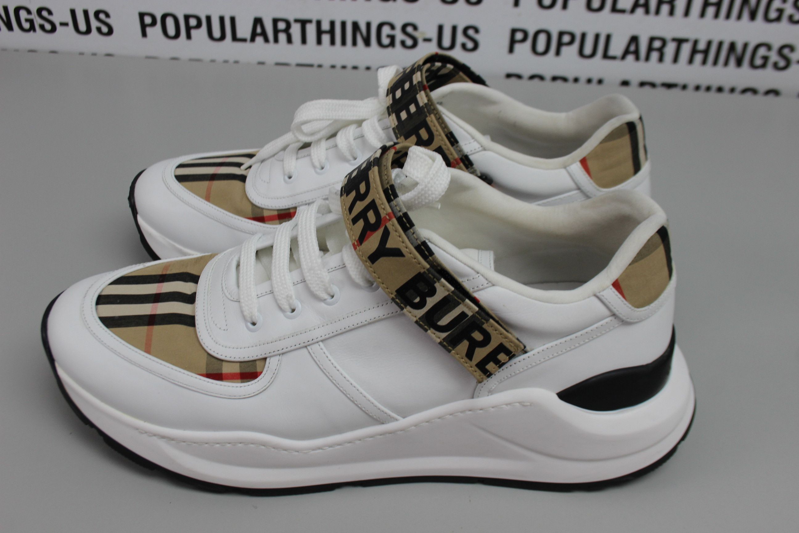 Burberry Burberry Men's Logo Leather Vintage Check Sneakers 8024052 Size US 12 / EU 45 - 4 Thumbnail