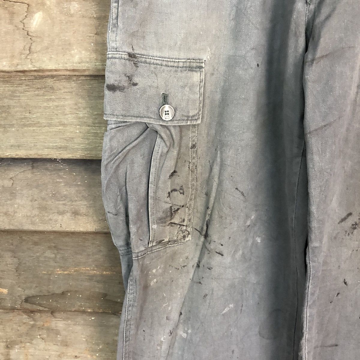 Japanese Brand Grey Oil Stains Cargo Multipocket Pants #881 Size US 27 - 6 Thumbnail