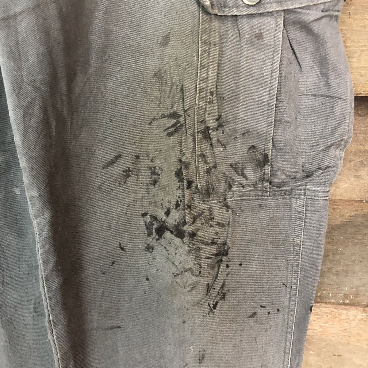 Japanese Brand Grey Oil Stains Cargo Multipocket Pants #881 Size US 27 - 10 Thumbnail
