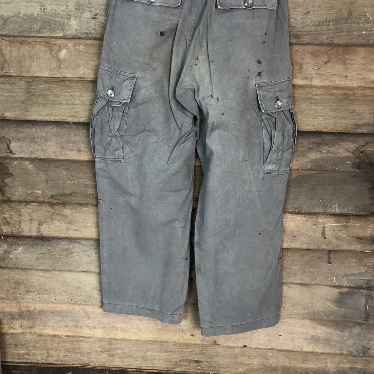 Japanese Brand Grey Oil Stains Cargo Multipocket Pants #881 Size US 27 - 16 Thumbnail