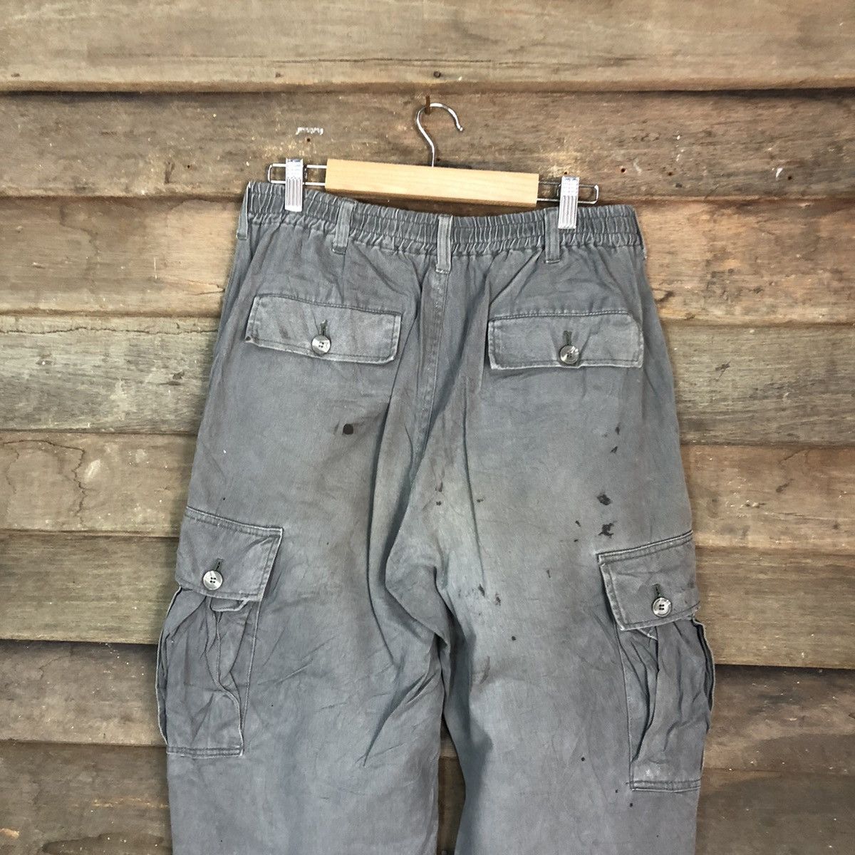 Japanese Brand Grey Oil Stains Cargo Multipocket Pants #881 Size US 27 - 15 Thumbnail