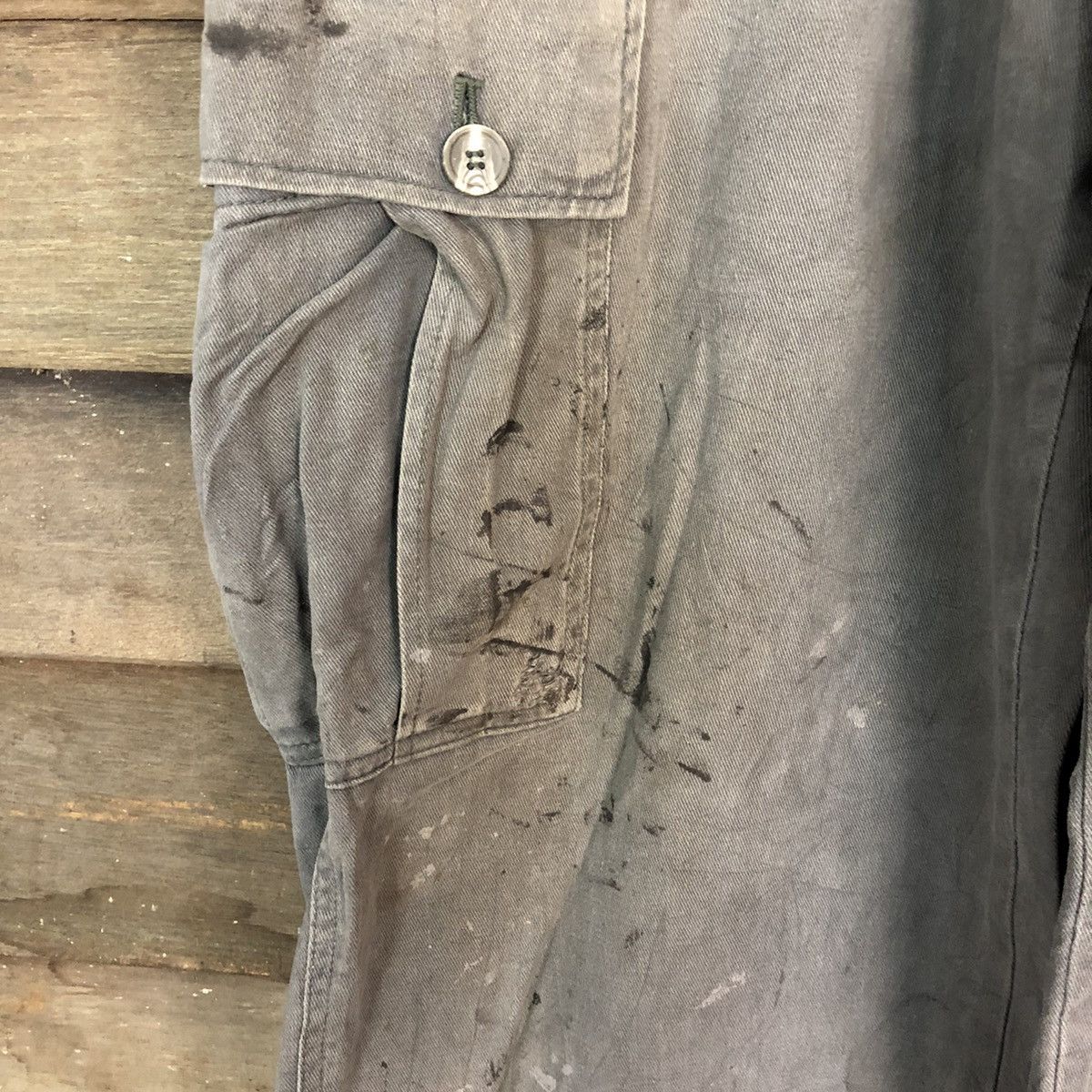 Japanese Brand Grey Oil Stains Cargo Multipocket Pants #881 Size US 27 - 11 Thumbnail