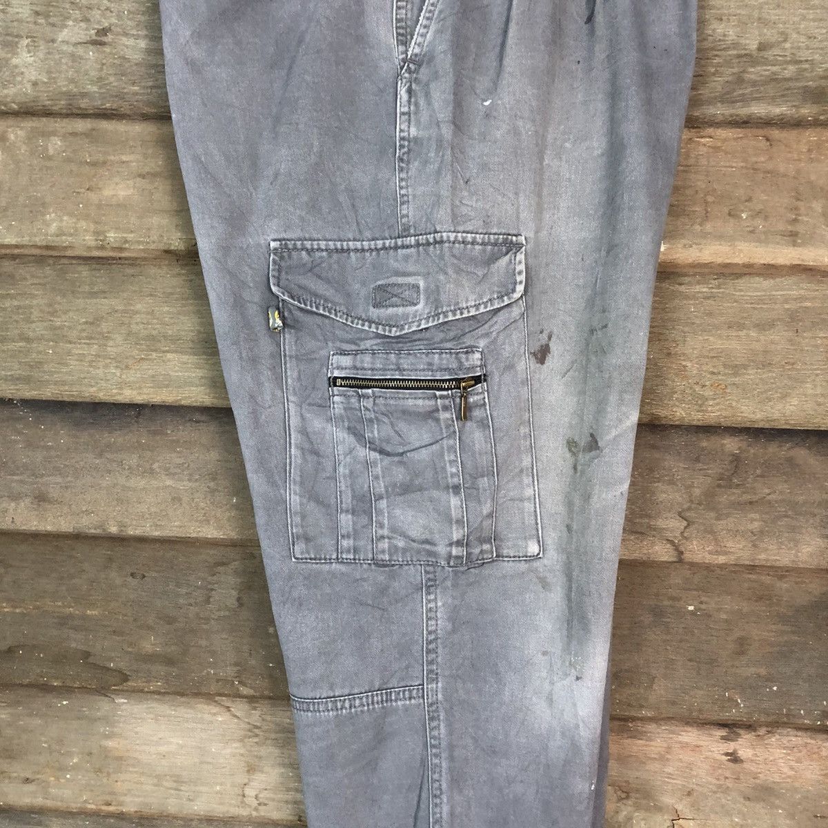 Japanese Brand N Evolutions Grey Cargo Multipocket Pants #885 Size US 31 - 19 Thumbnail