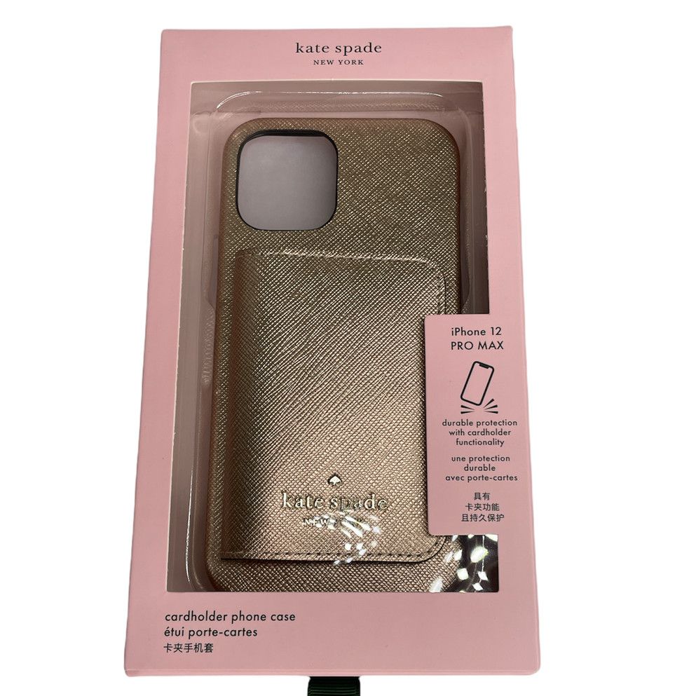 High quality Kate spade Iphone 12 PRO Max Card Holder Phone case Metallic Saffia