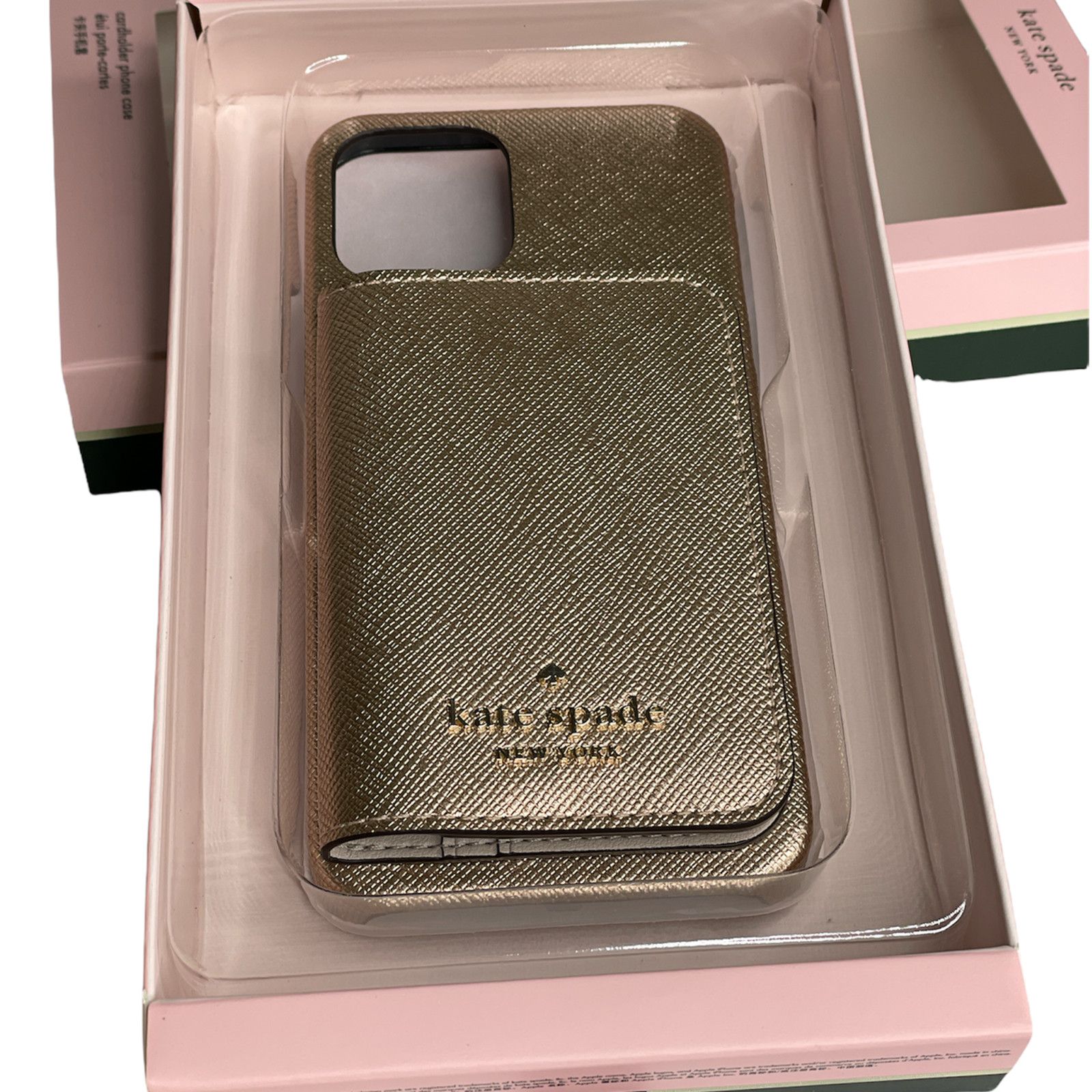 Kate spade Iphone 12 / 12 PRO Card 2024 Holder Phone case Metallic Saffia